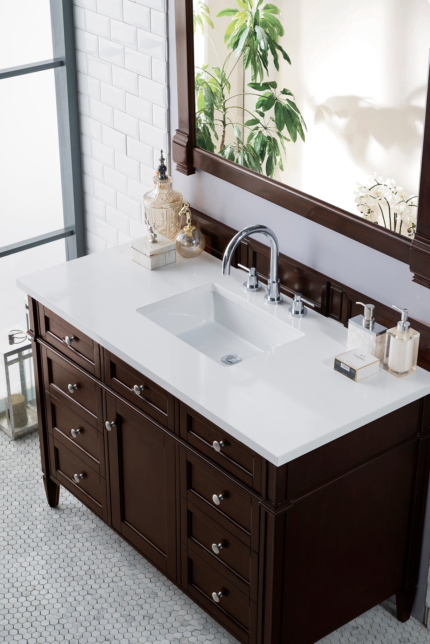 James Martin Brittany 48" Single Vanity in Burnished Mahogany with 3cm Countertop