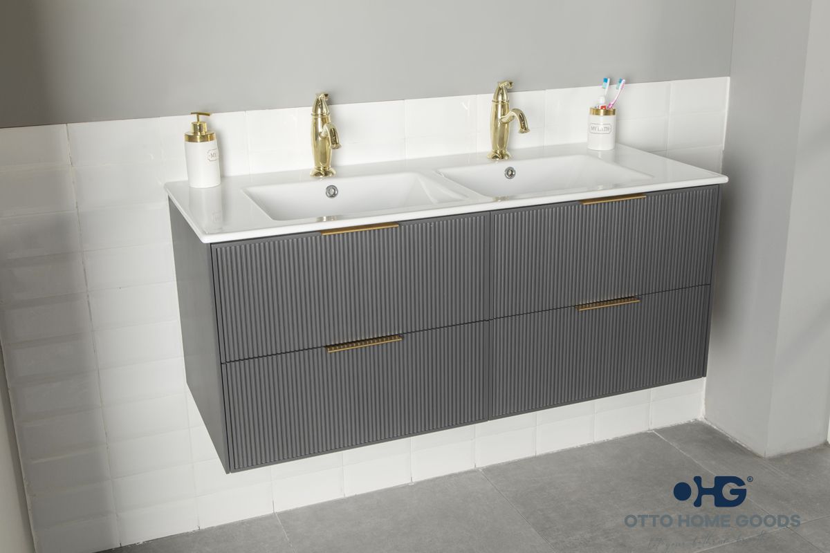 Sorrento 48" Pepper Double Bowls Bathroom Cabinet