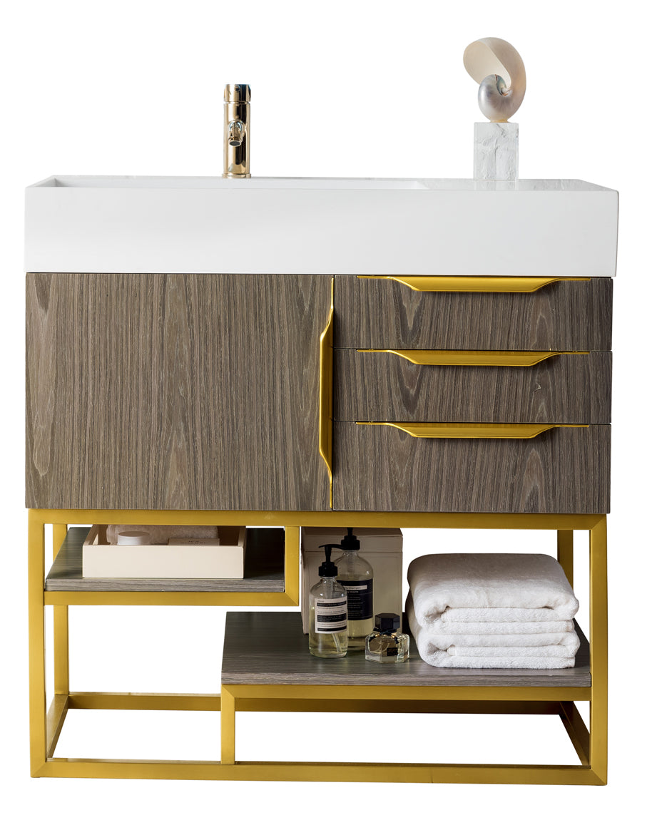 James Martin Columbia 36" Freestanding Single Vanity with Mineral Composite Stone Countertop