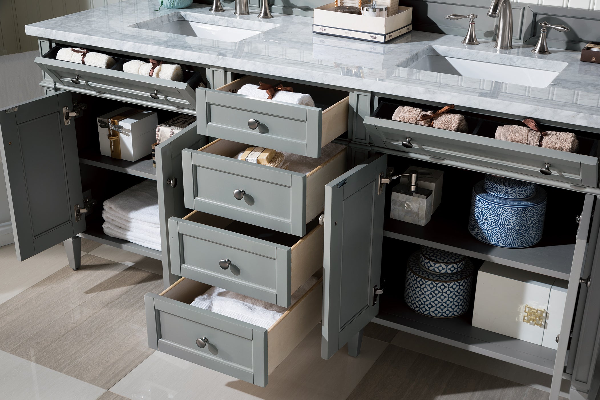 James Martin Brittany 72" Double Vanity in Urban Gray with 3cm Countertop