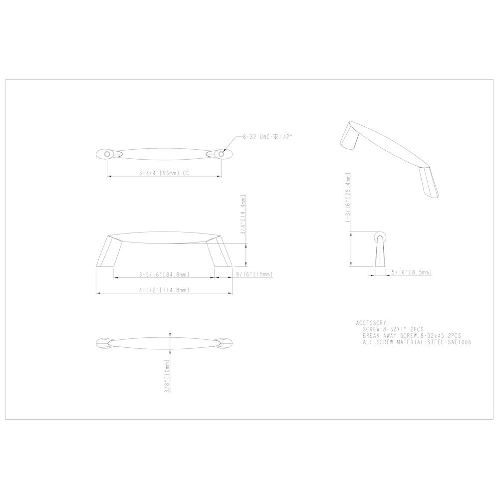 Hardware Resources 3" Center-to-Center Satin Nickel Zachary Cabinet Pull
