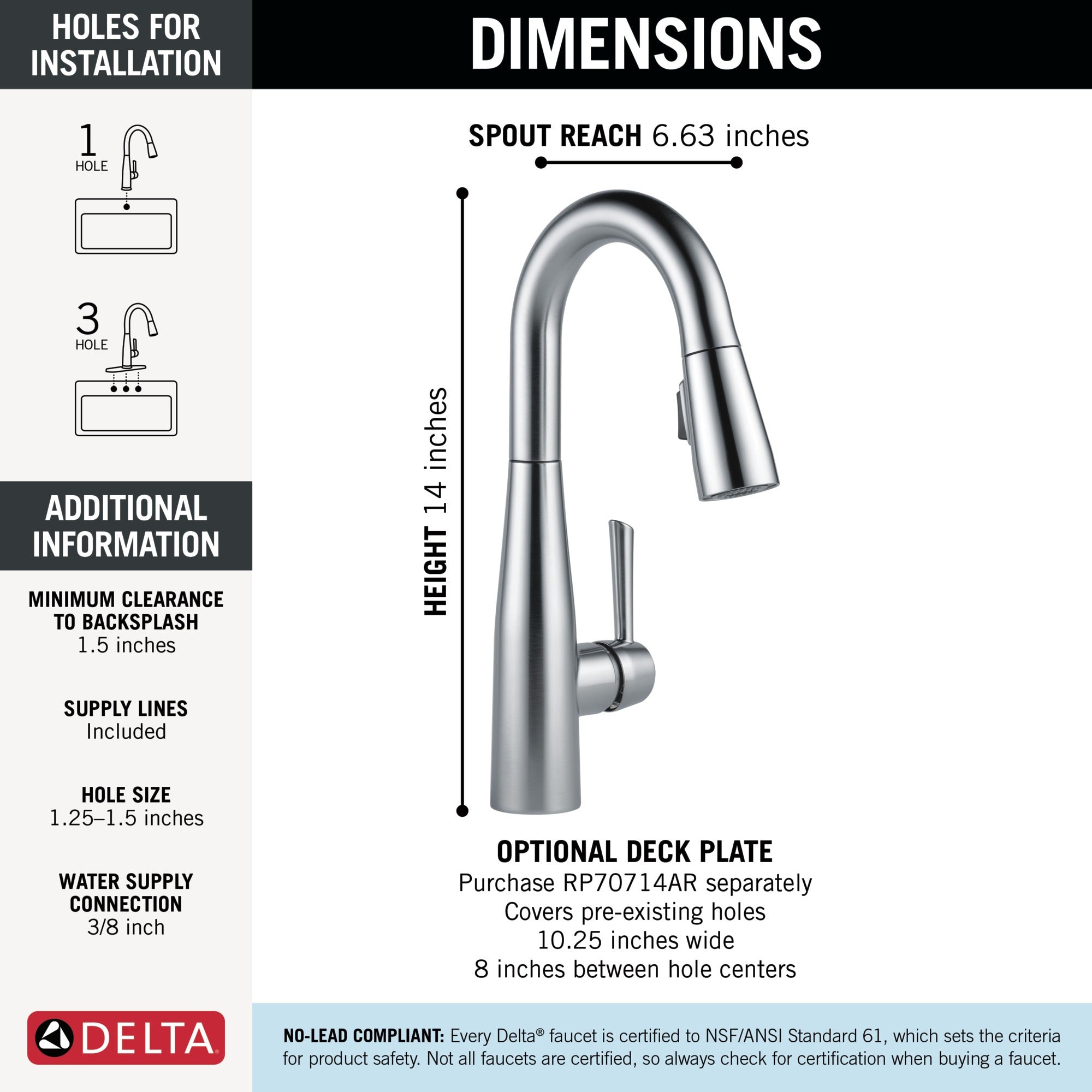 Delta Essa® Single Handle Pull-Down Bar / Prep Faucet