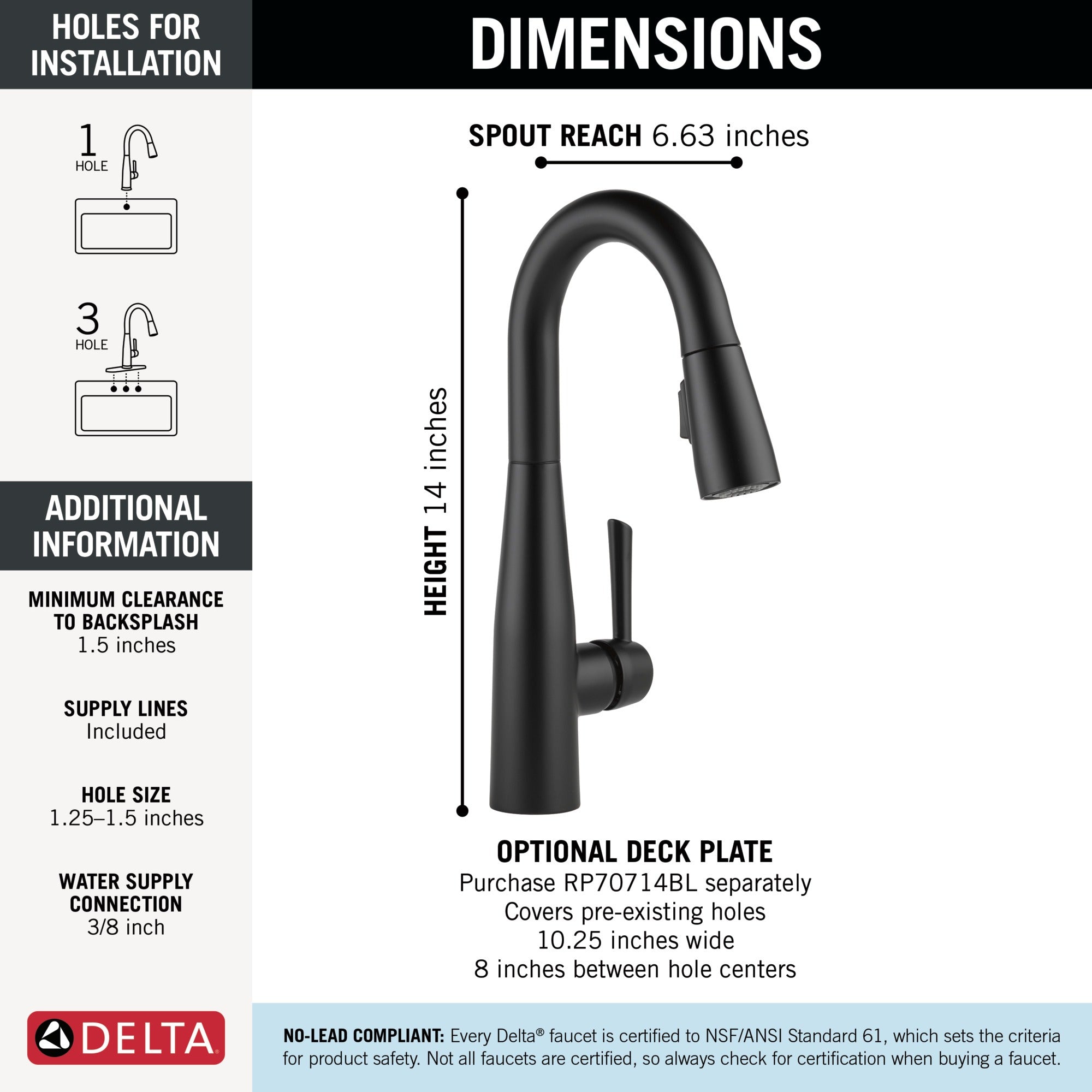 Delta Essa® Single Handle Pull-Down Bar / Prep Faucet