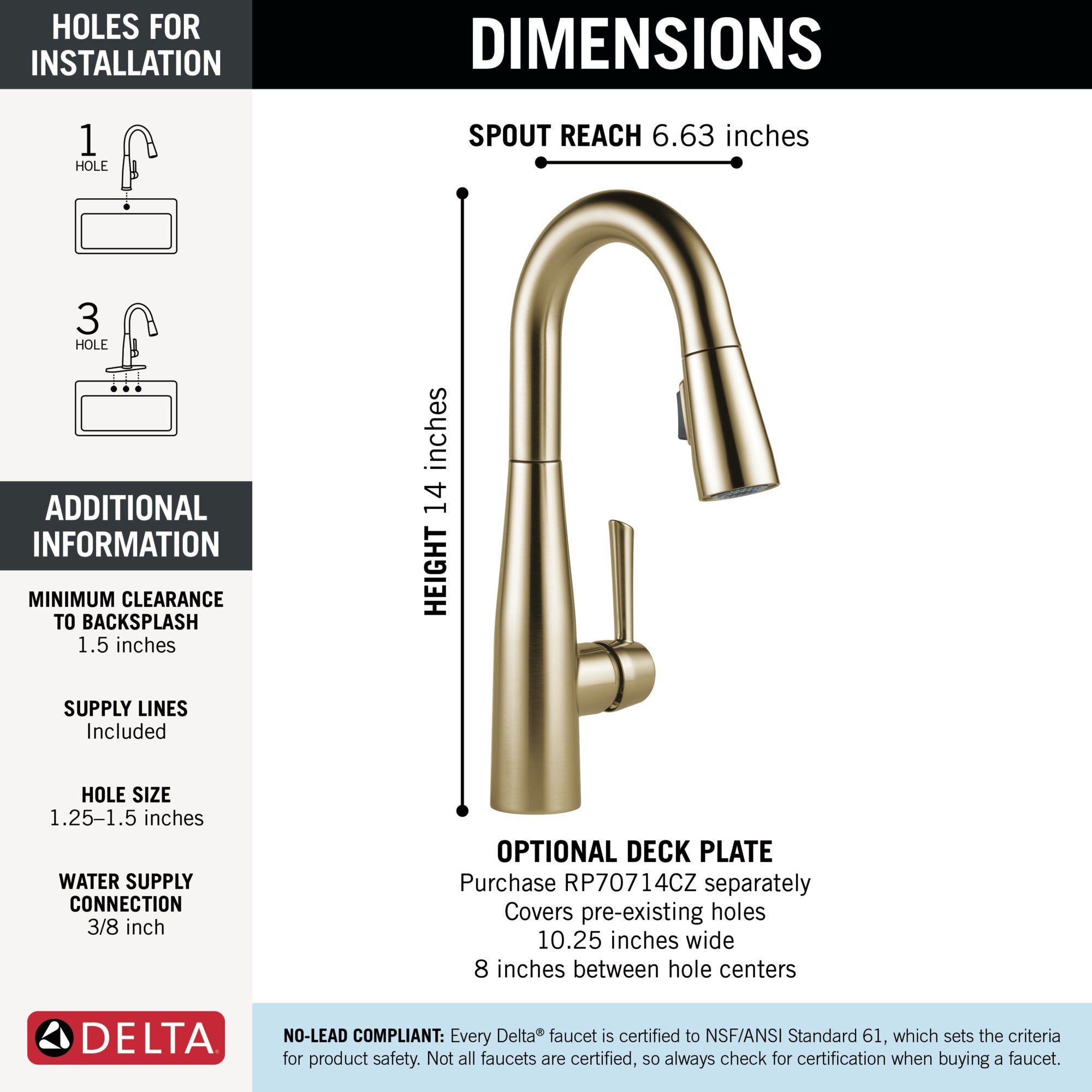 Delta Essa® Single Handle Pull-Down Bar / Prep Faucet