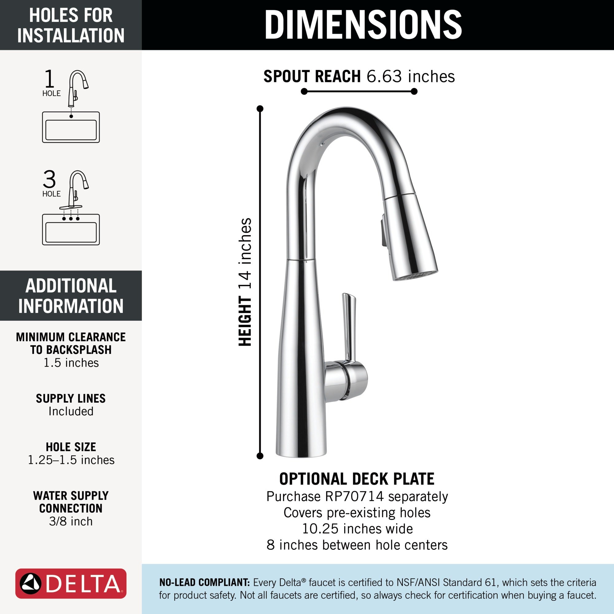 Delta Essa® Single Handle Pull-Down Bar / Prep Faucet