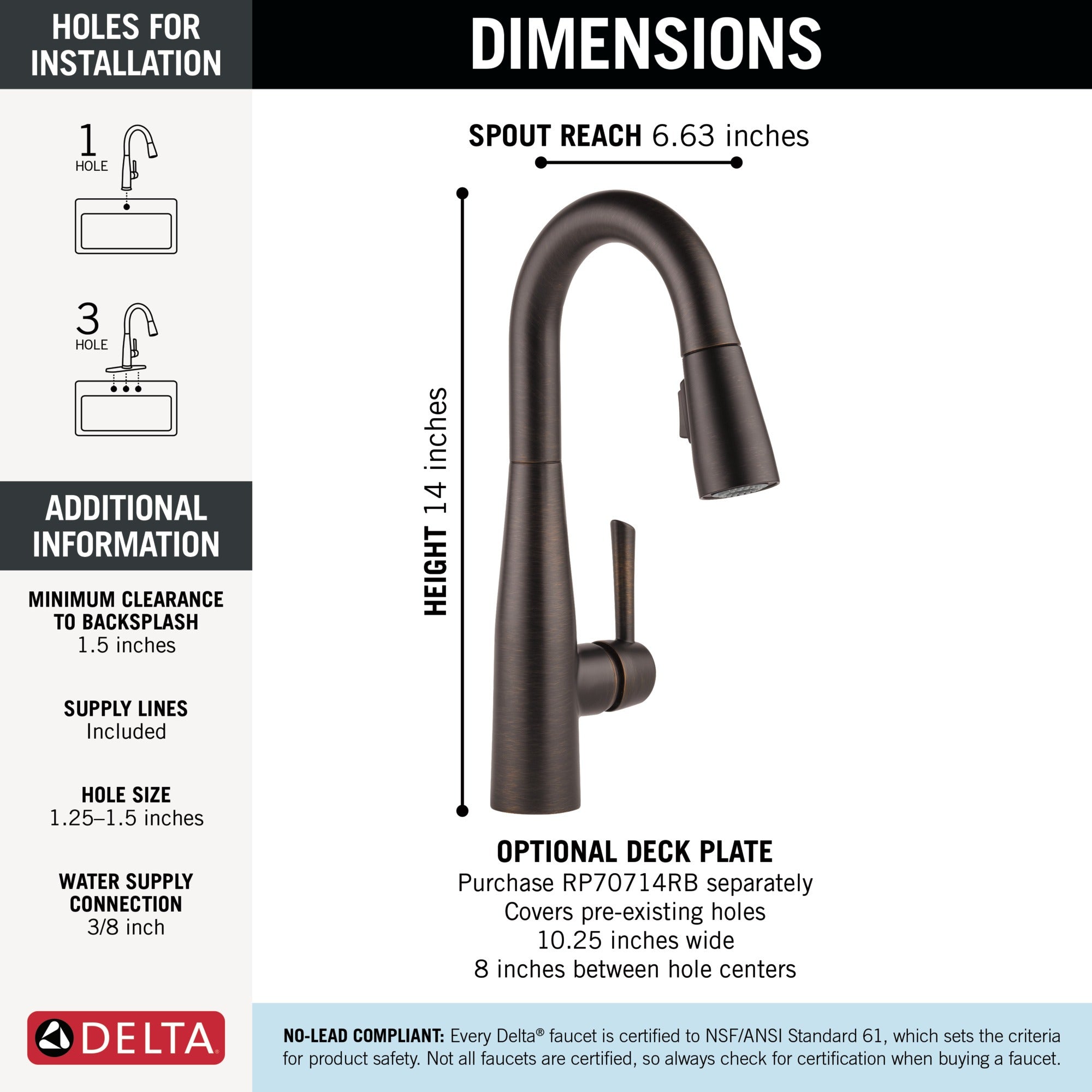 Delta Essa® Single Handle Pull-Down Bar / Prep Faucet