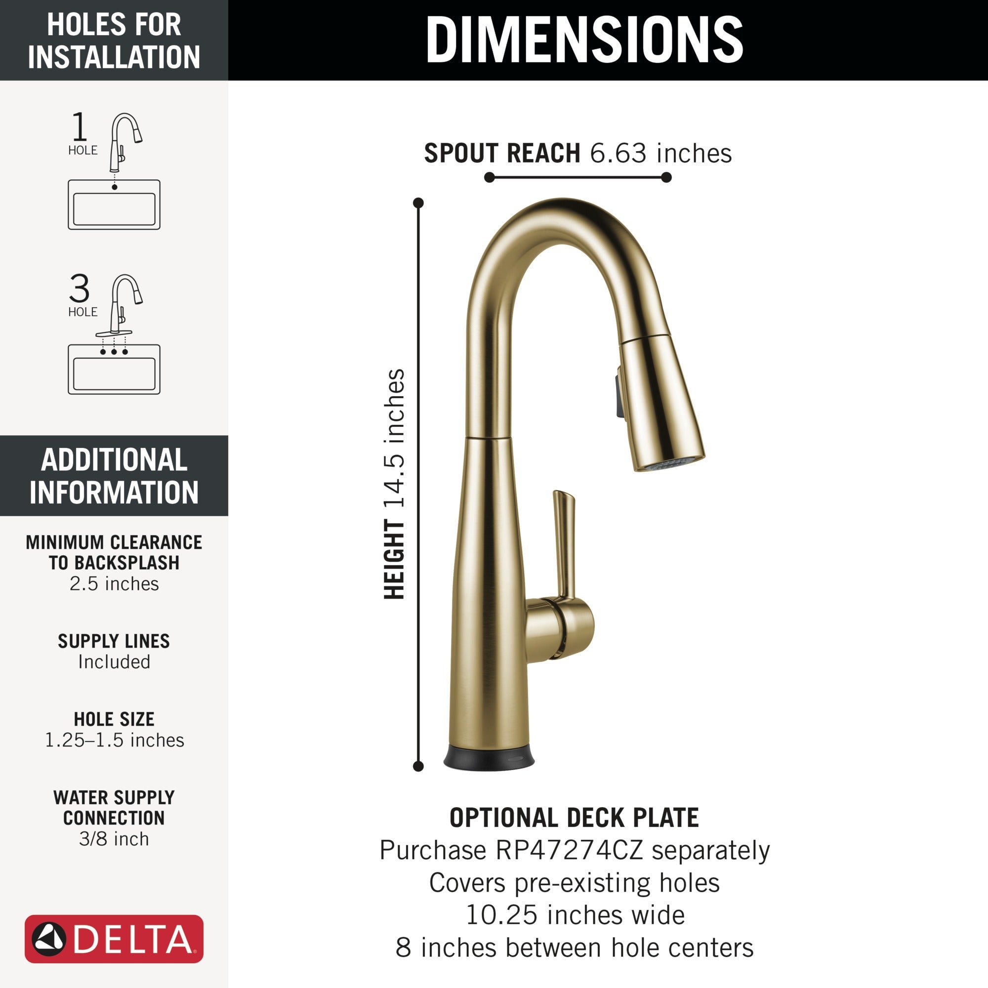 Delta Essa® Single Handle Pull-Down Bar/Prep Faucet with Touch2O® Technology