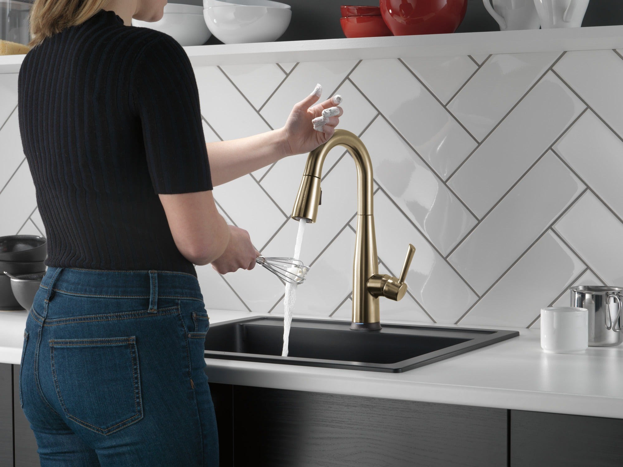 Delta Essa® Single Handle Pull-Down Bar/Prep Faucet with Touch2O® Technology