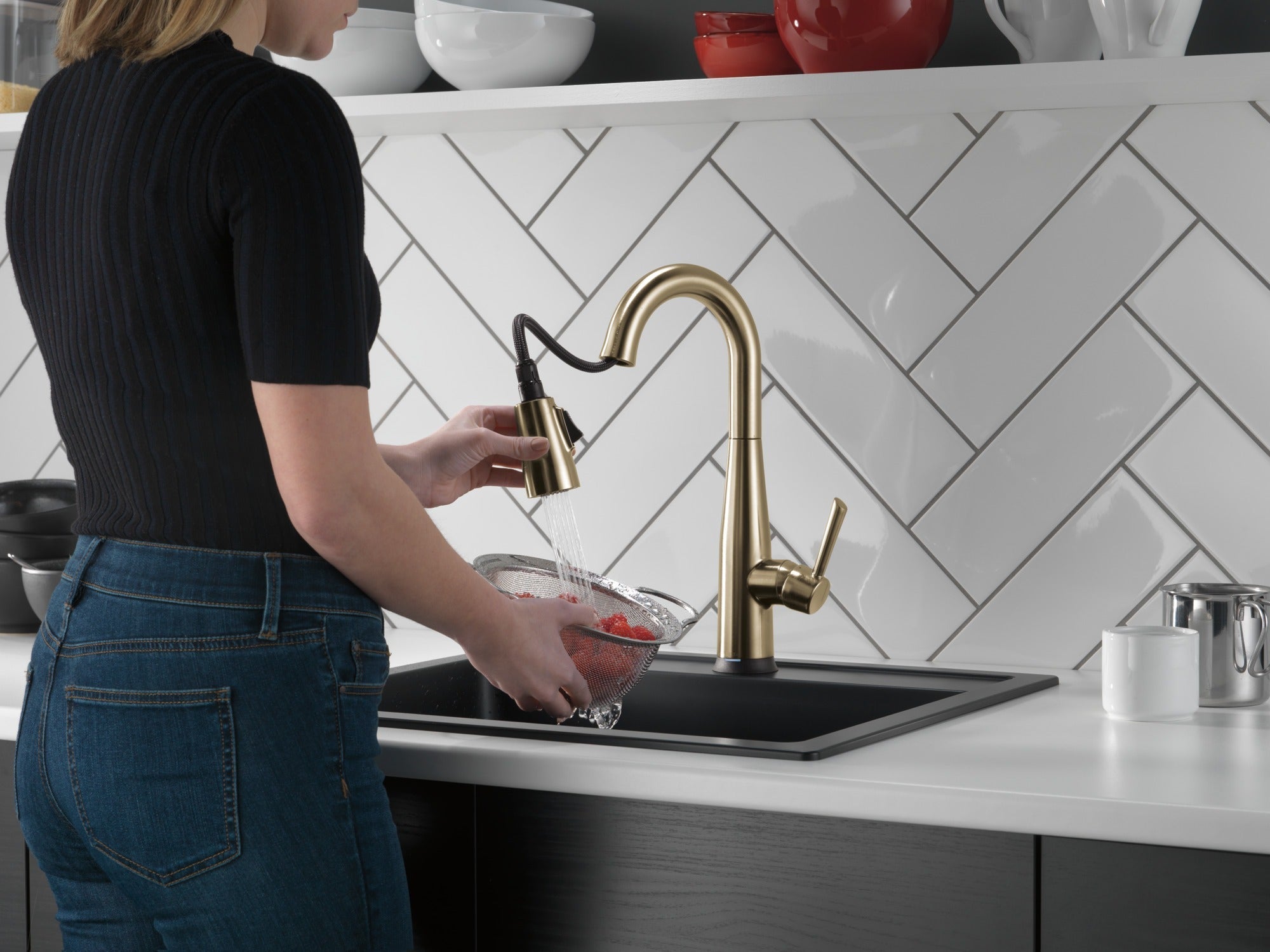 Delta Essa® Single Handle Pull-Down Bar/Prep Faucet with Touch2O® Technology