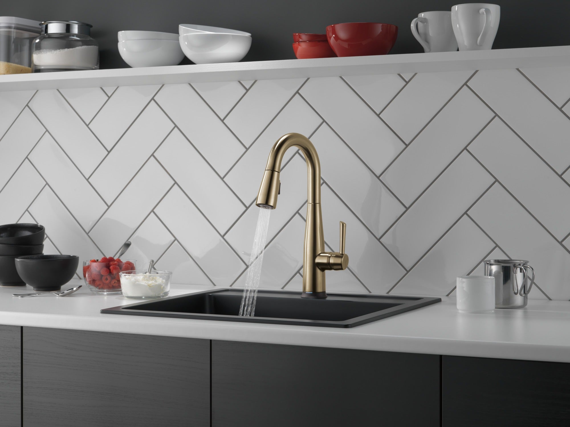 Delta Essa® Single Handle Pull-Down Bar/Prep Faucet with Touch2O® Technology