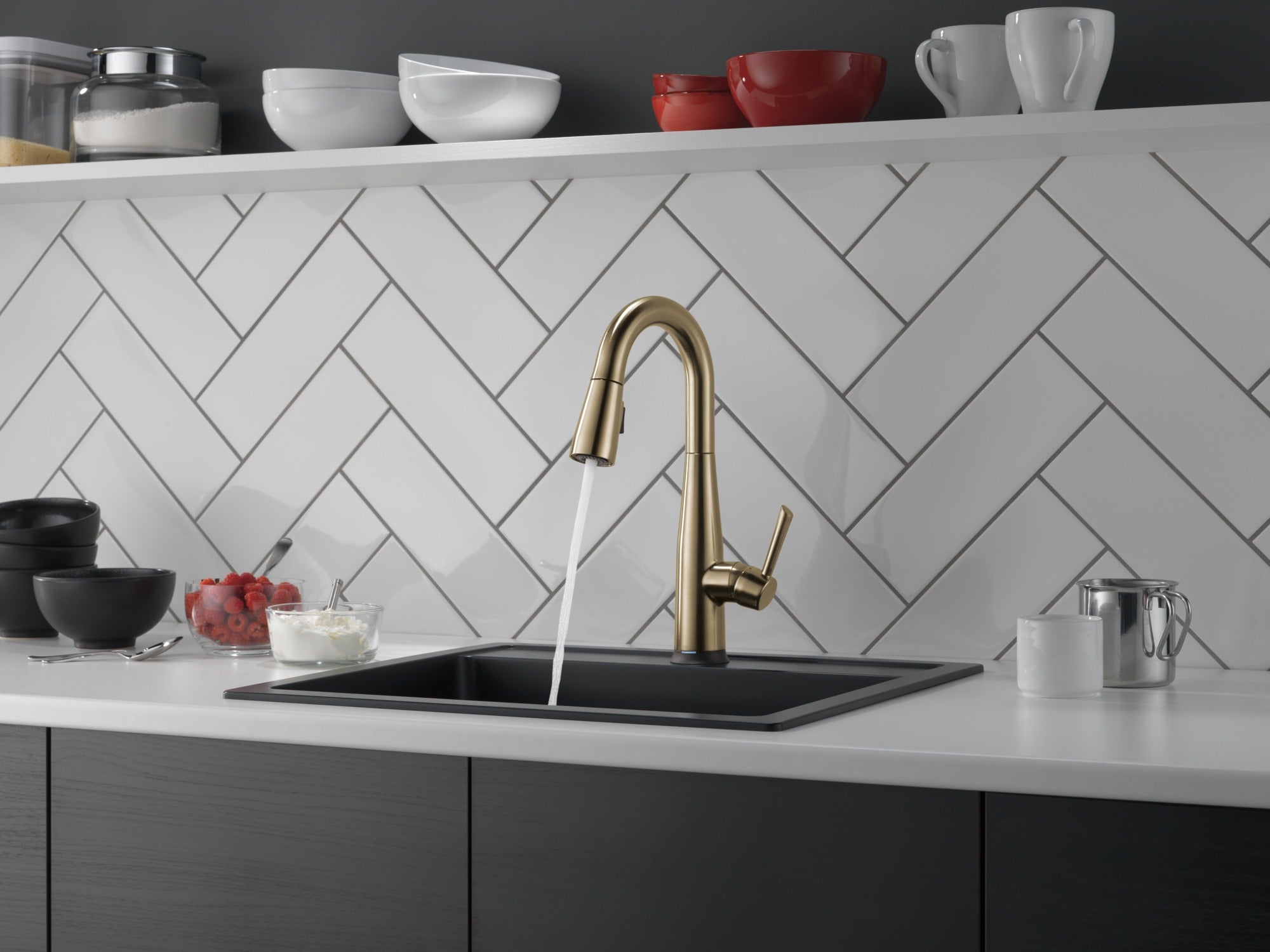 Delta Essa® Single Handle Pull-Down Bar/Prep Faucet with Touch2O® Technology