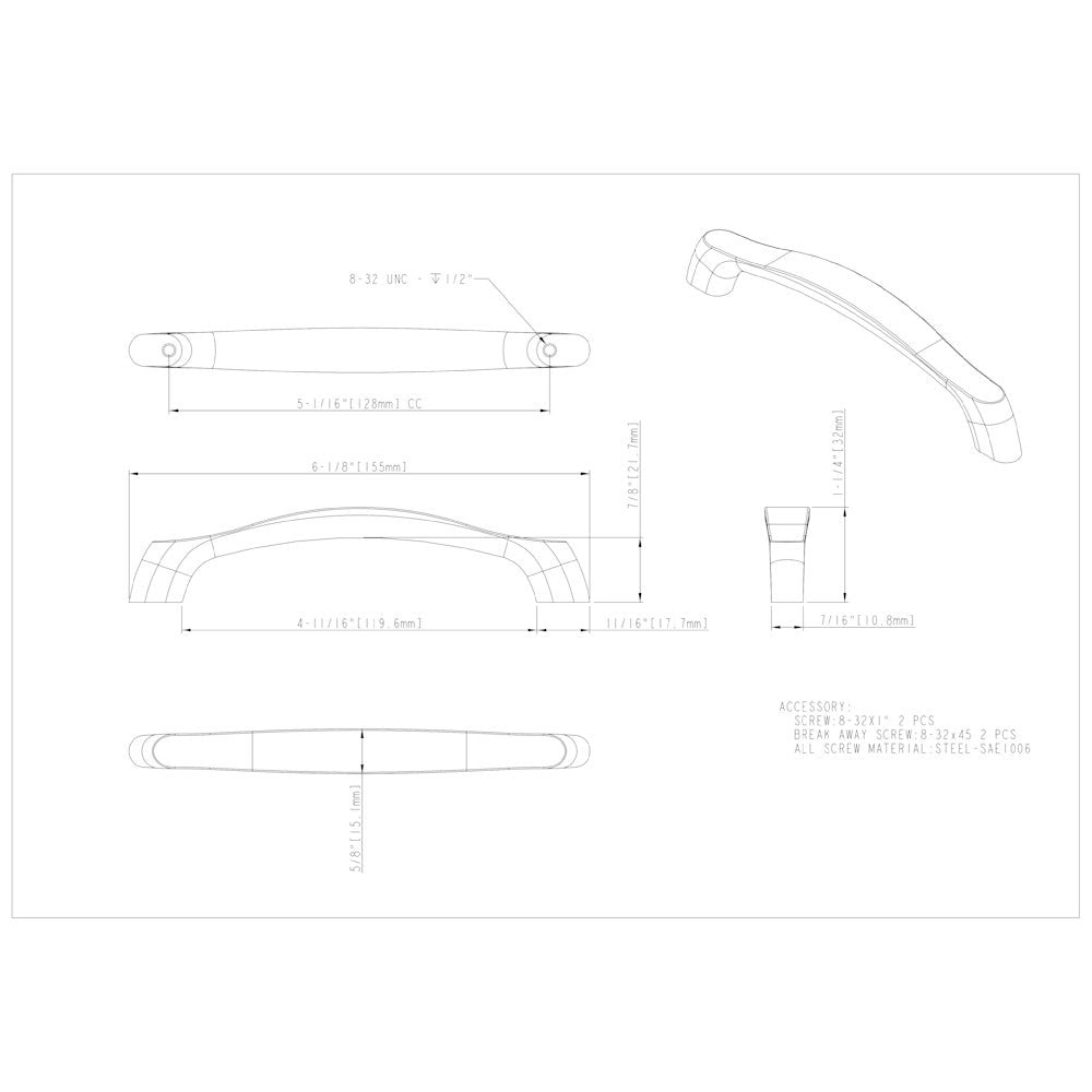 Hardware Resources 3" Center-to-Center Satin Nickel Aiden Cabinet Pull