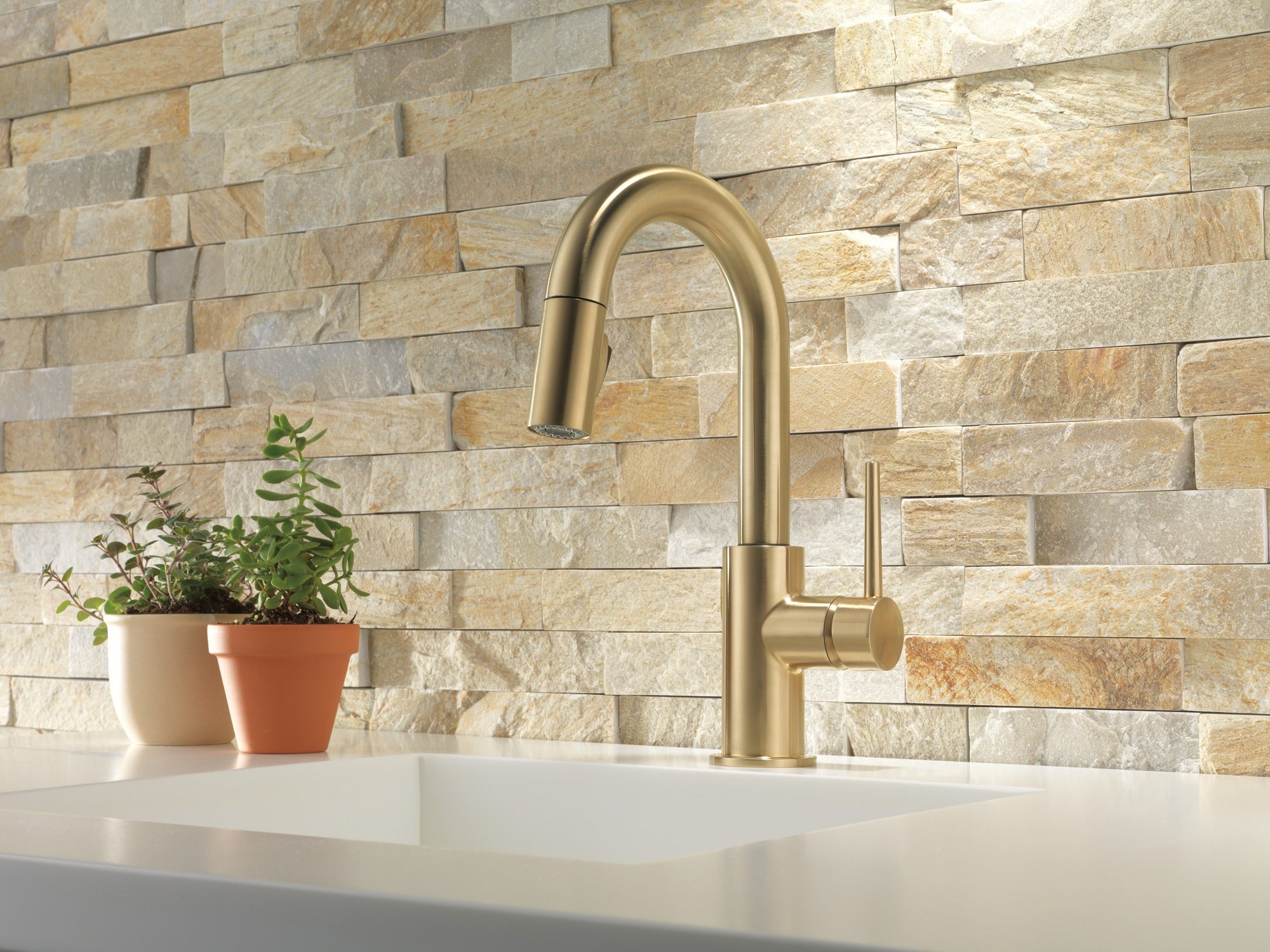 Delta Trinsic® Single Handle Pull-Down Bar/Prep Kitchen Limited Swivel