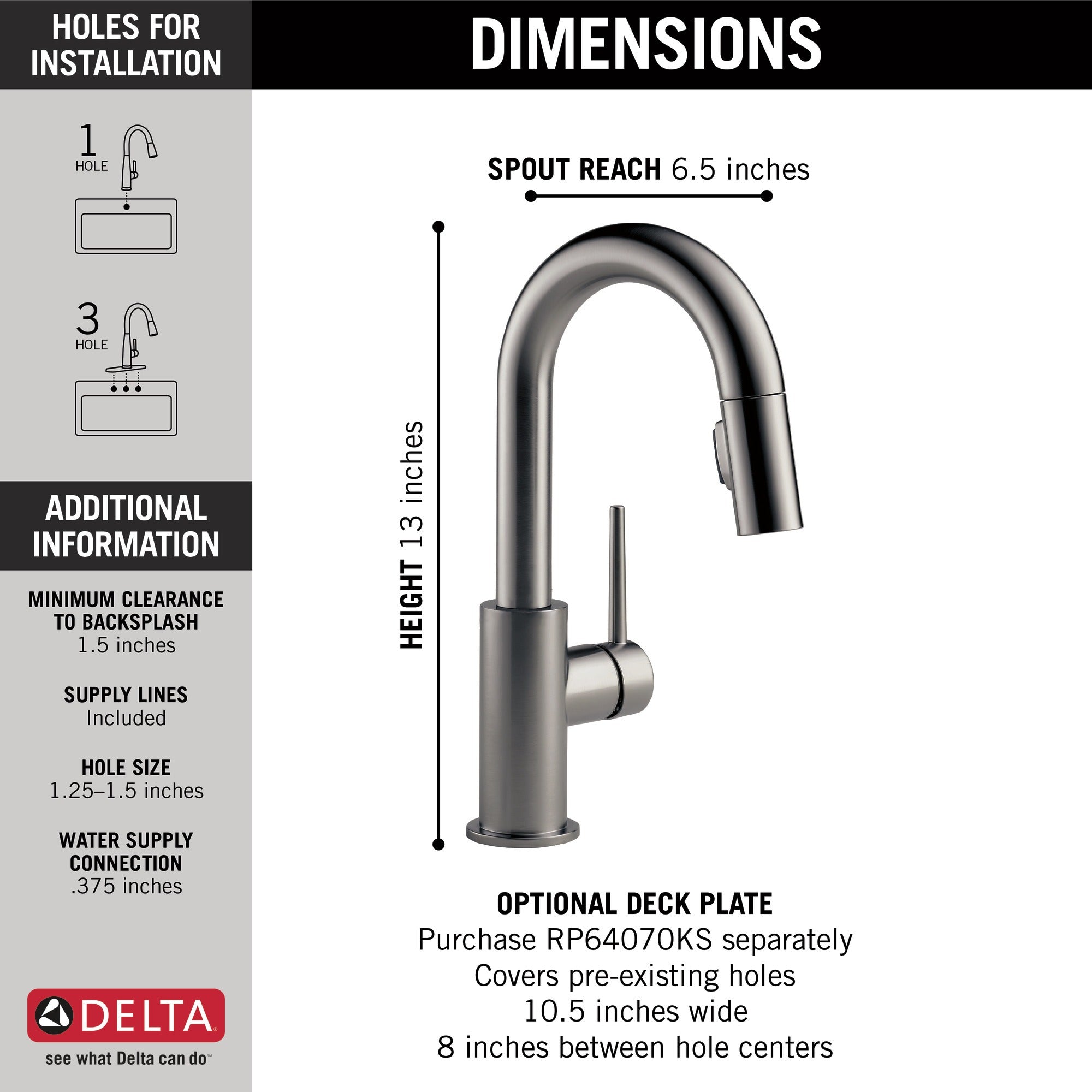 Delta Trinsic® Single Handle Pull-Down Bar/Prep Faucet