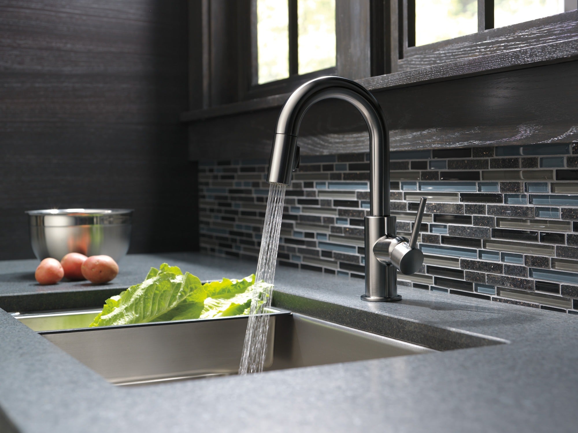 Delta Trinsic® Single Handle Pull-Down Bar/Prep Kitchen Limited Swivel
