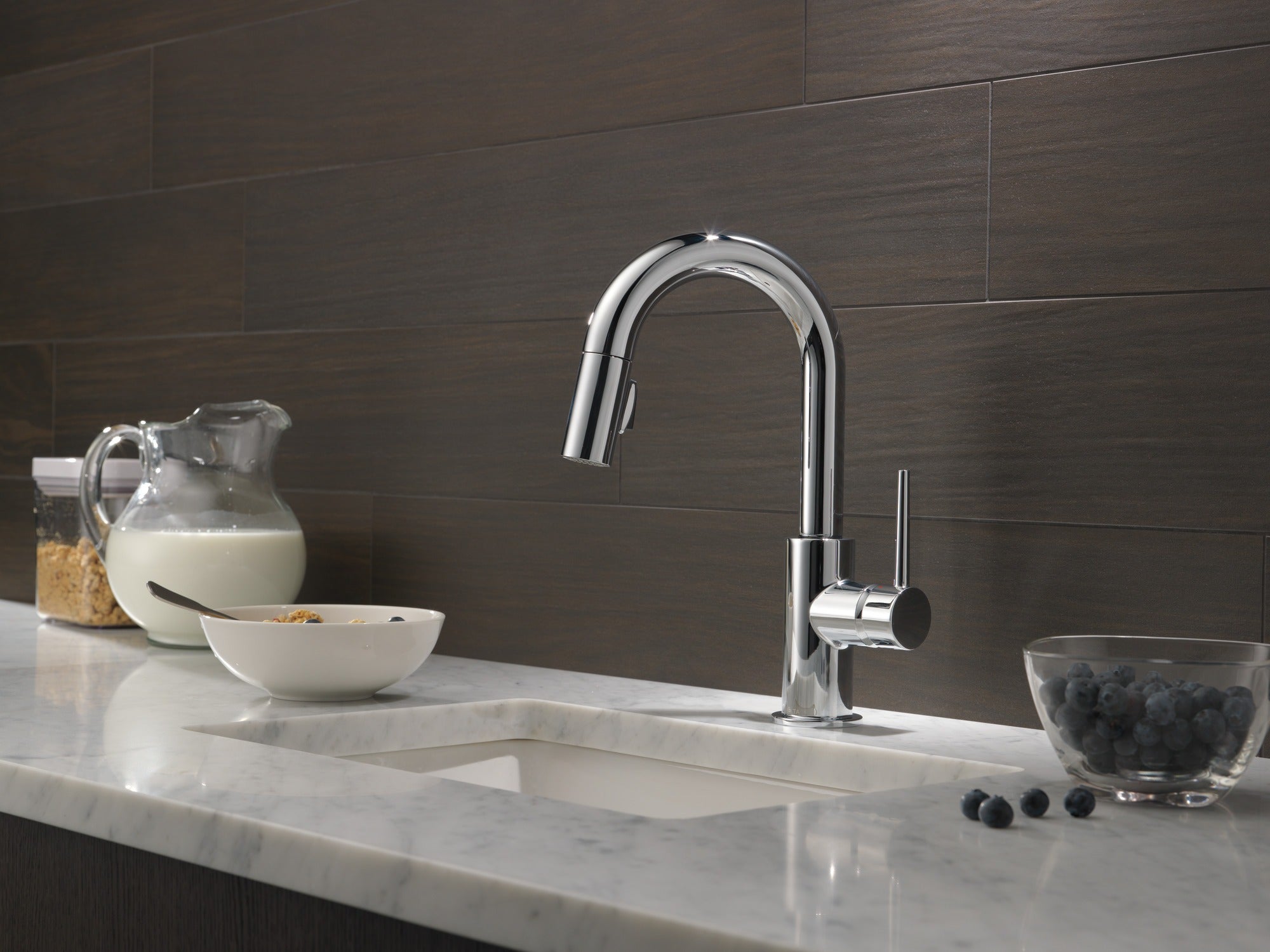 Delta Trinsic® Single Handle Pull-Down Bar/Prep Kitchen Limited Swivel