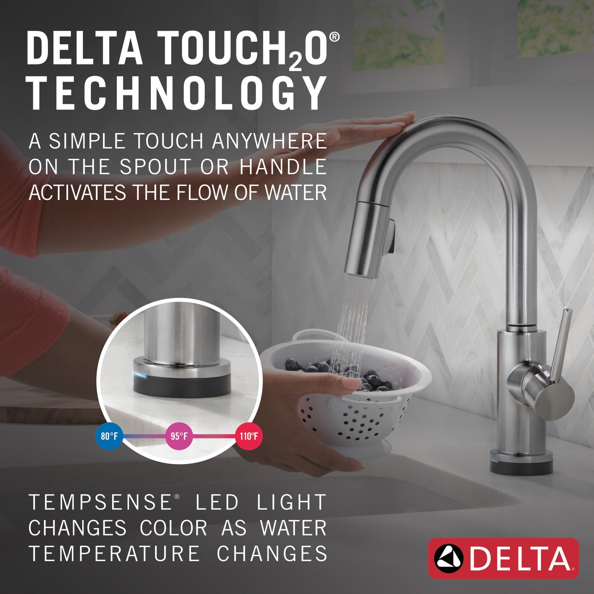 Delta Trinsic® Single Handle Pull-Down Bar / Prep Faucet with Touch<sub>2</sub>O® Technology