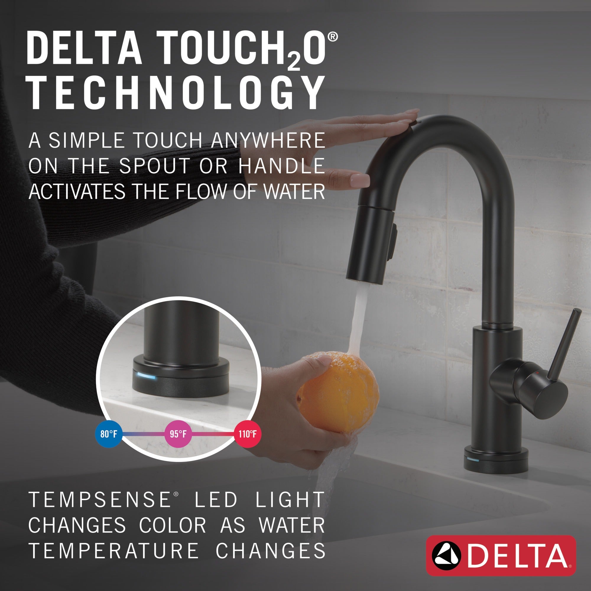 Delta Trinsic® Single Handle Pull-Down Bar / Prep Faucet with Touch<sub>2</sub>O® Technology