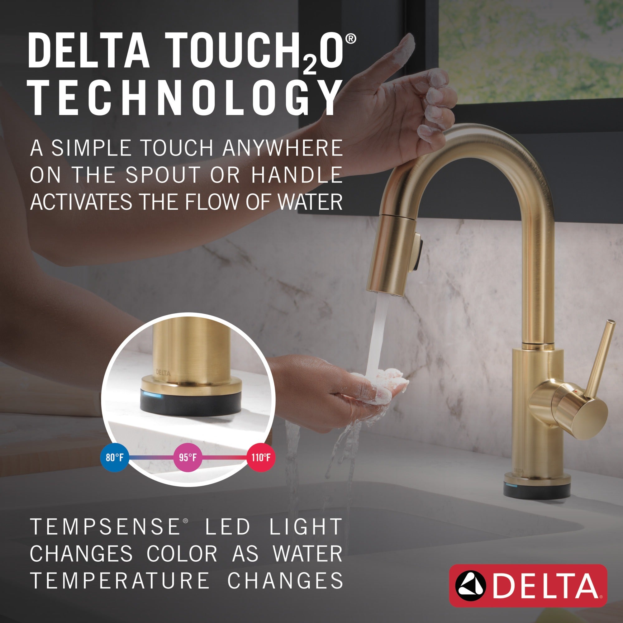 Delta Trinsic® Single Handle Pull-Down Bar / Prep Faucet with Touch<sub>2</sub>O® Technology