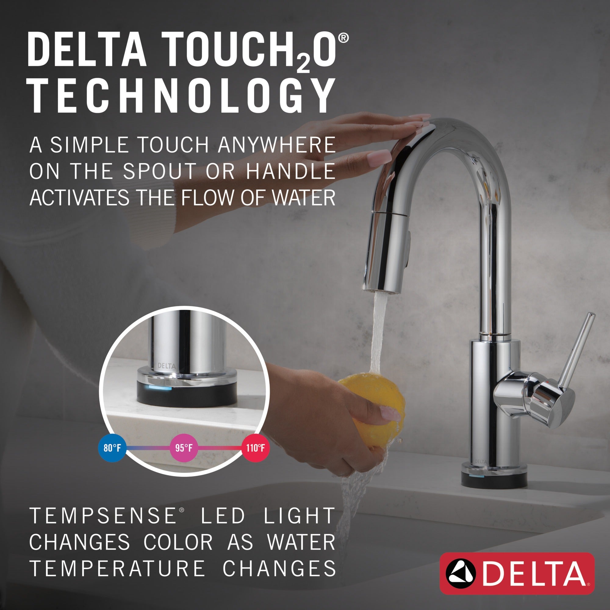 Delta Trinsic® Single Handle Pull-Down Bar / Prep Faucet with Touch<sub>2</sub>O® Technology