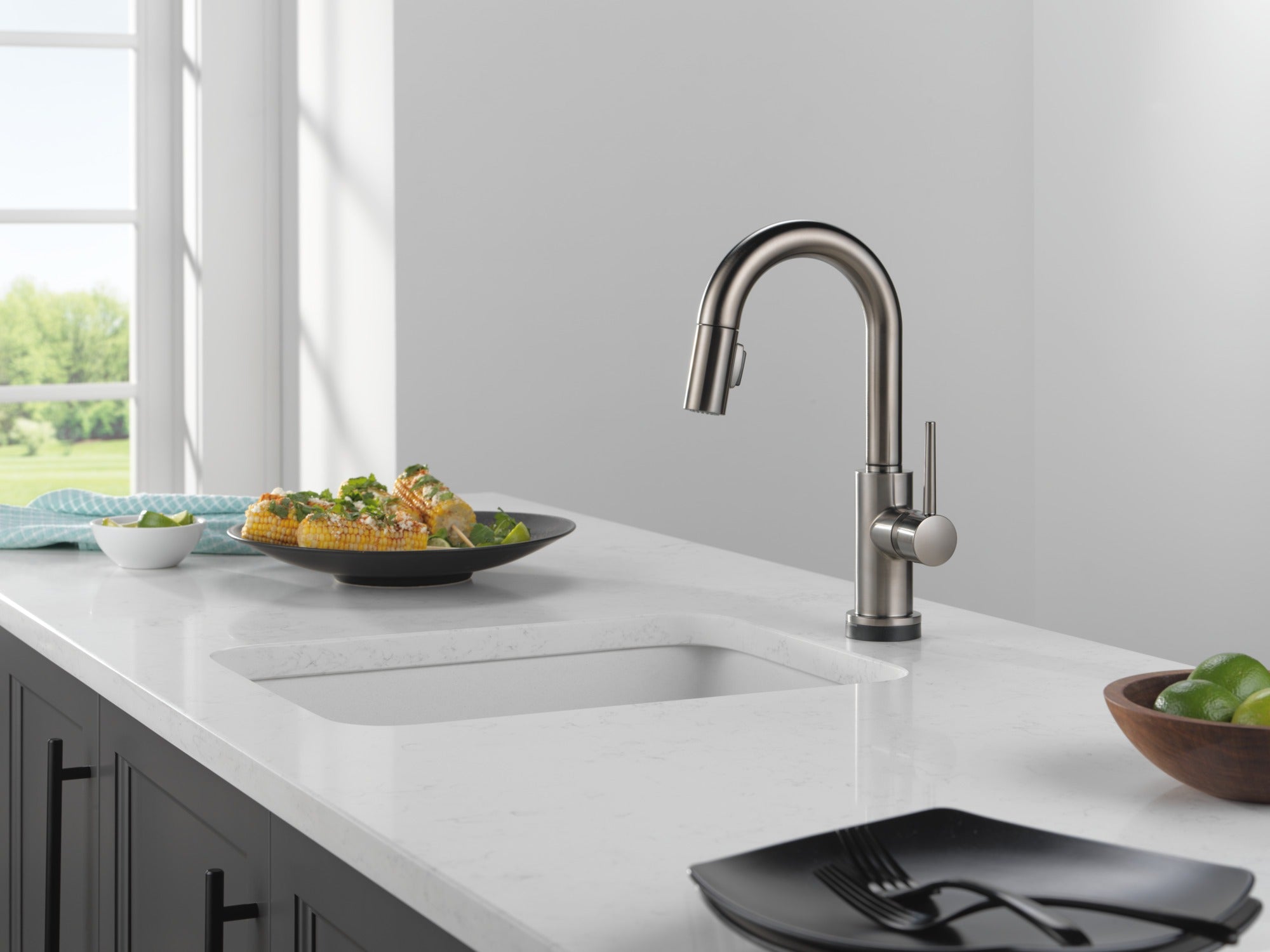 Delta Trinsic® Single Handle Pull-Down Bar/Prep Faucet with Touch