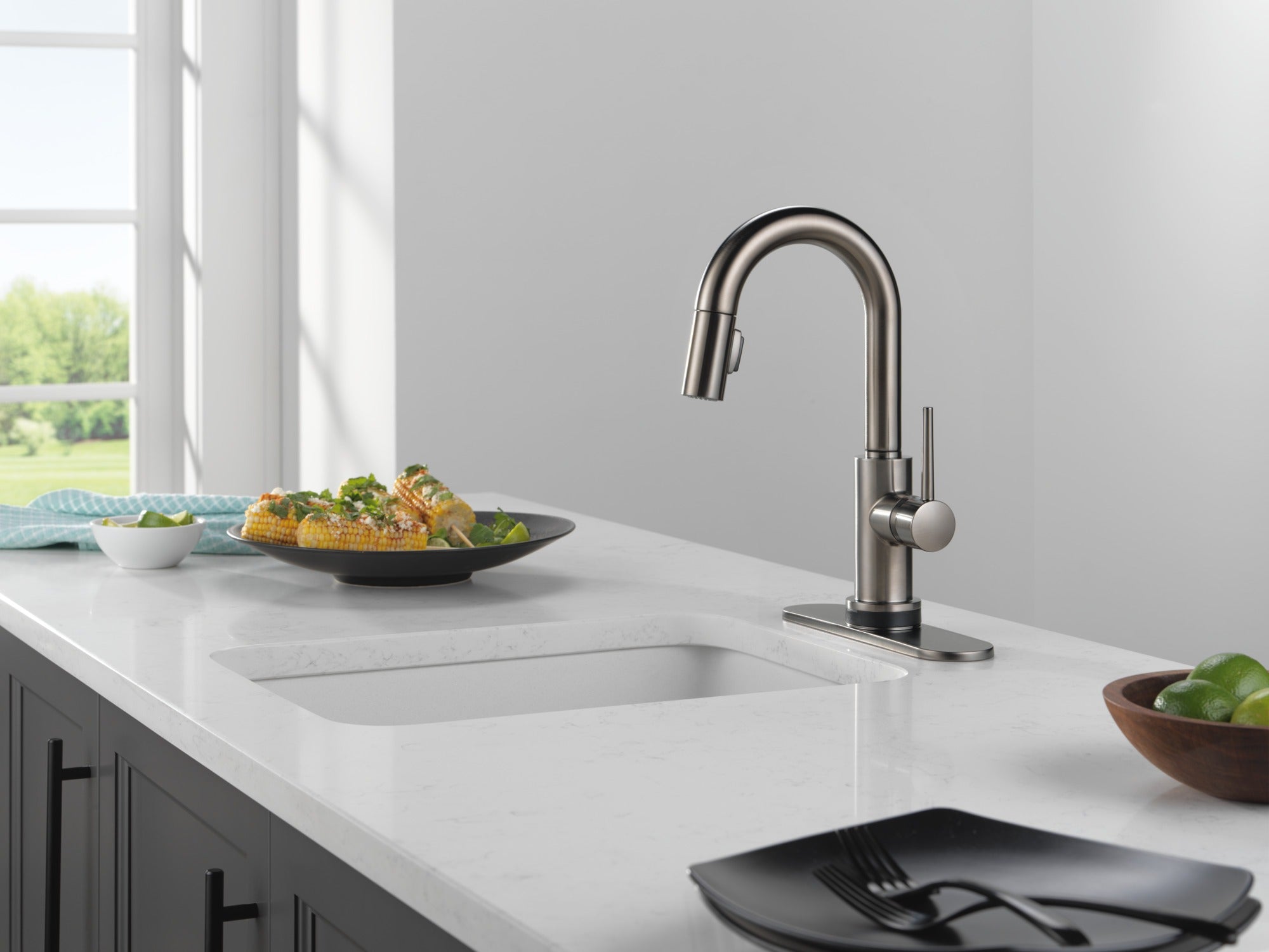 Delta Trinsic® Single Handle Pull-Down Bar/Prep Faucet with Touch