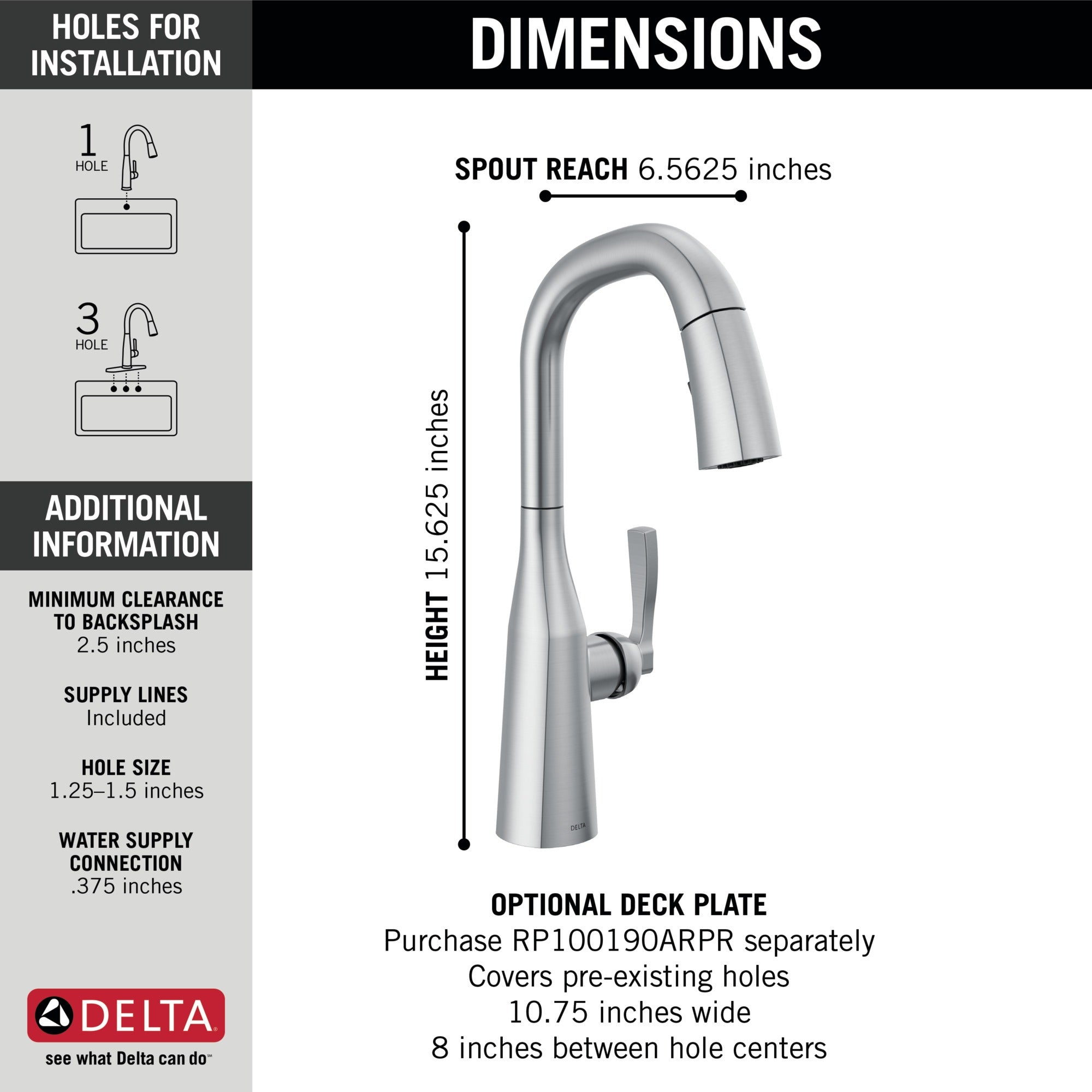 Delta Stryke® Single Handle Pull-Down Bar/Prep Faucet