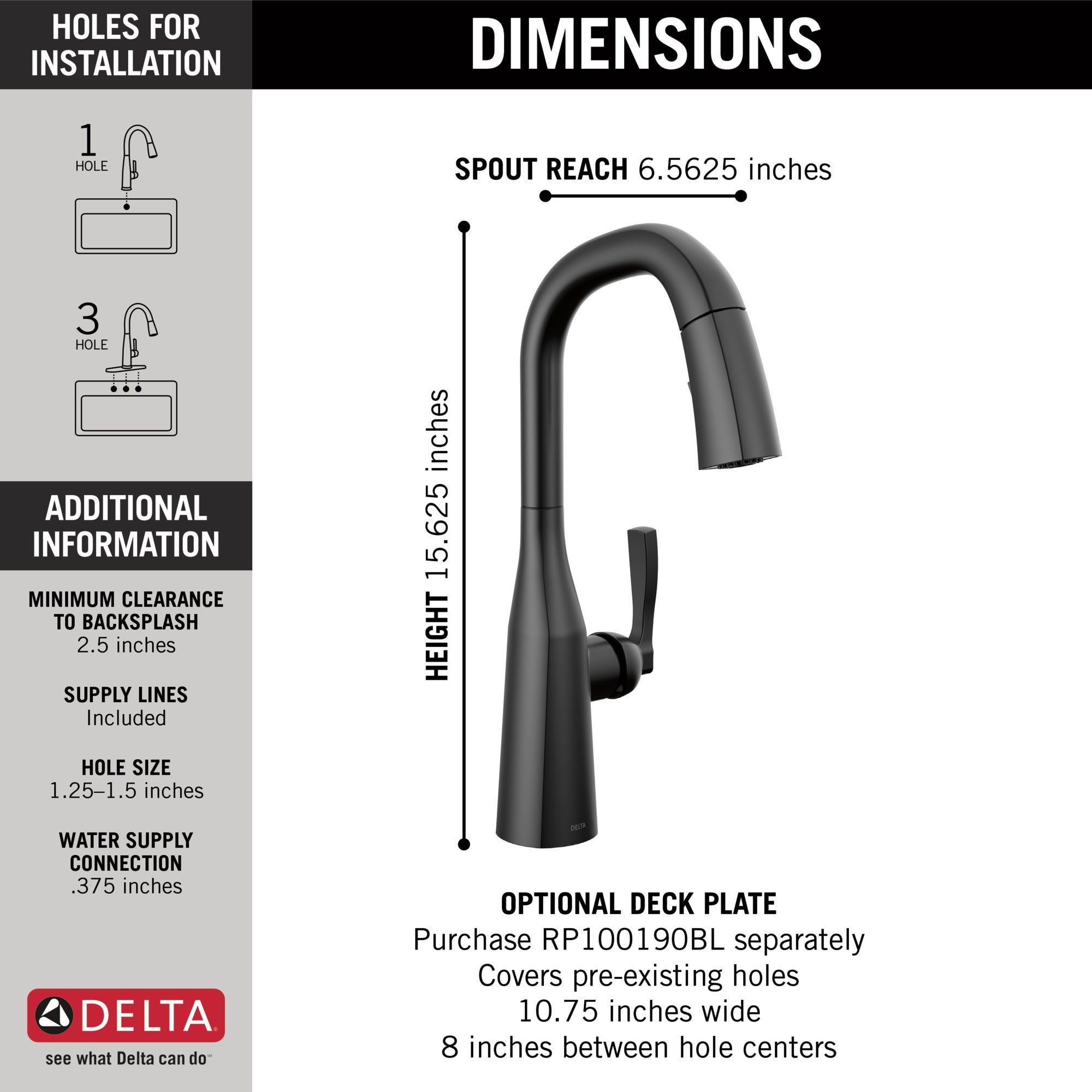 Delta Stryke® Single Handle Pull-Down Bar/Prep Faucet