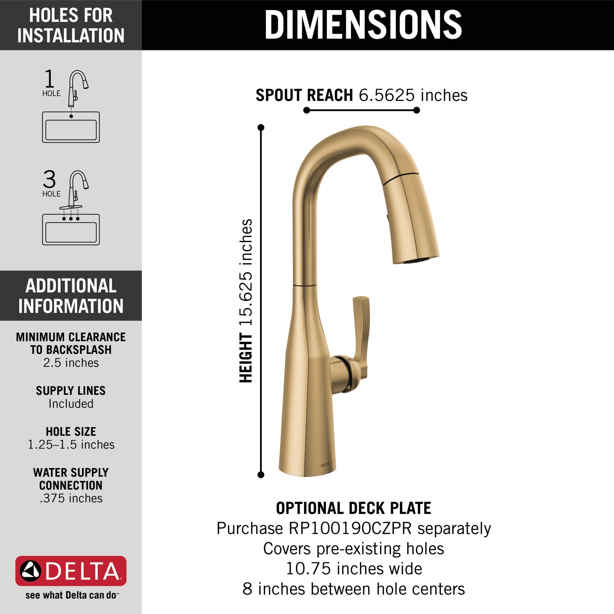 Delta Stryke® Single Handle Pull-Down Bar/Prep Faucet