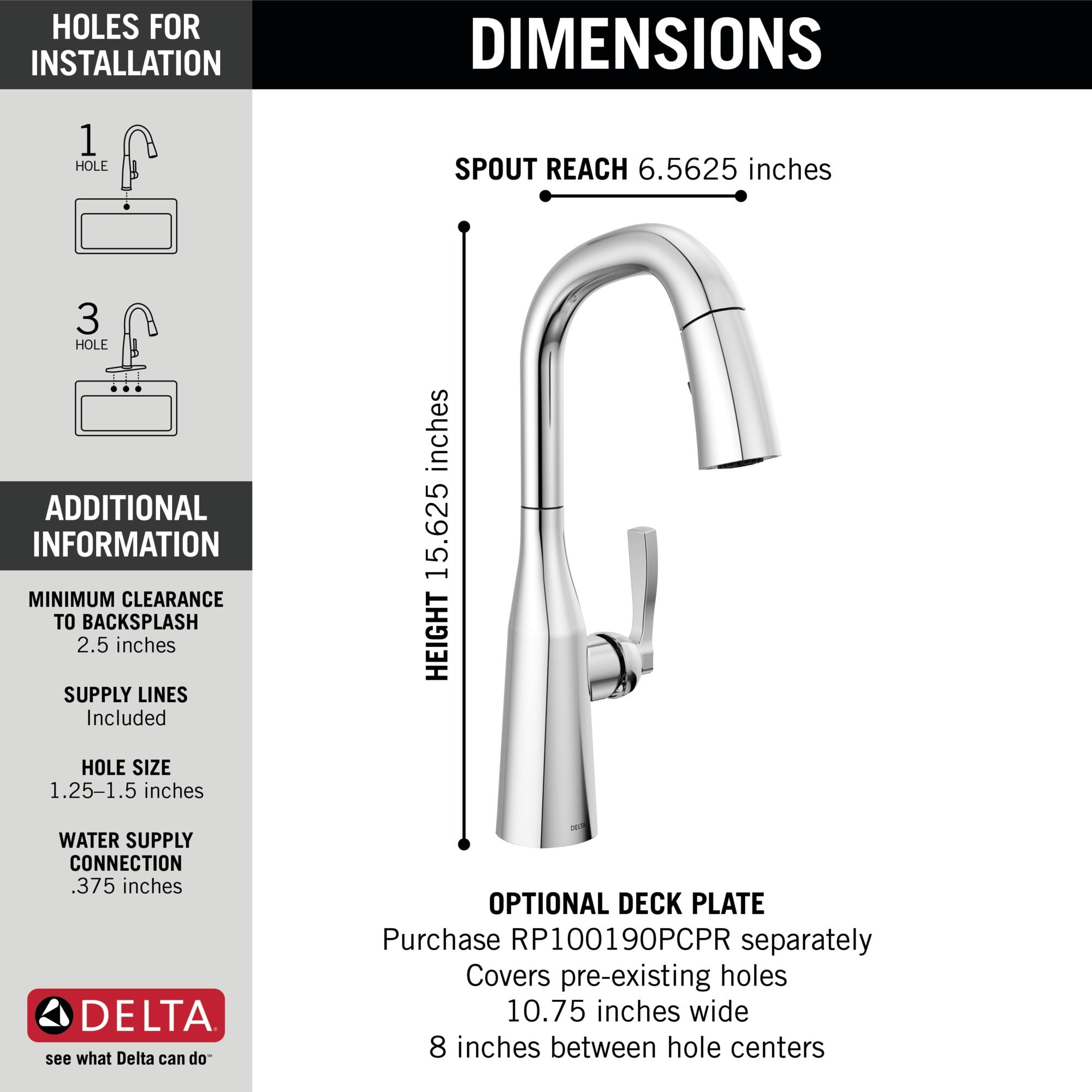 Delta Stryke® Single Handle Pull-Down Bar/Prep Faucet