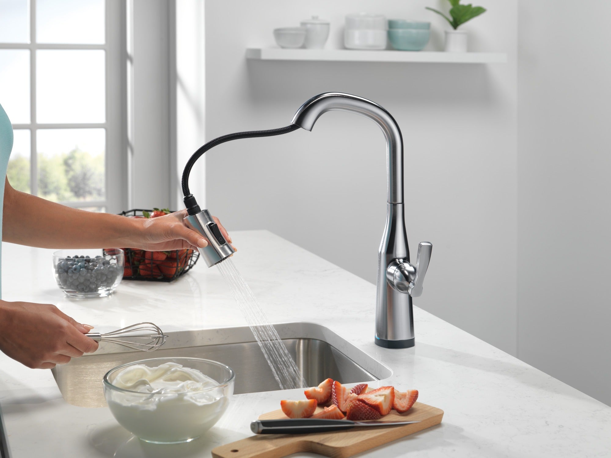 Delta Stryke® Single Handle Pull-Down Bar/Prep Faucet with Touch<sub>2</sub>O® Technology