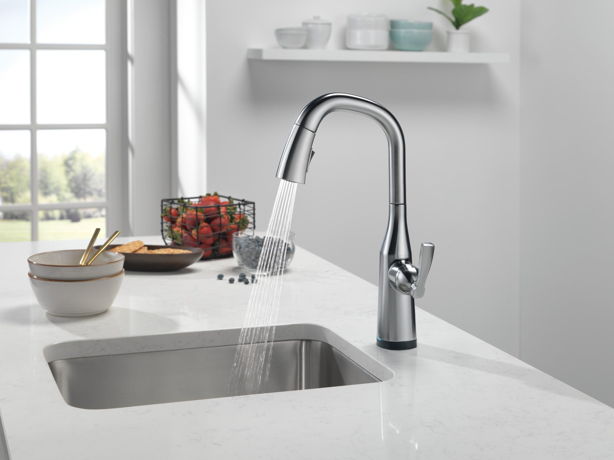 Delta Stryke® Single Handle Pull-Down Bar/Prep Faucet with Touch<sub>2</sub>O® Technology