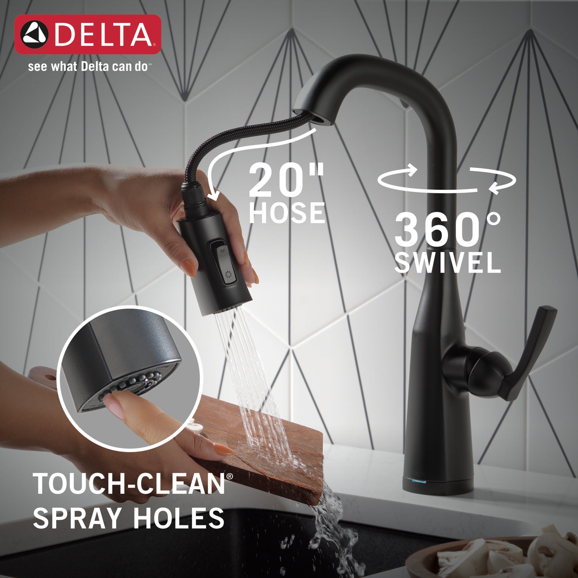Delta Stryke® Single Handle Pull-Down Bar/Prep Faucet with Touch<sub>2</sub>O® Technology