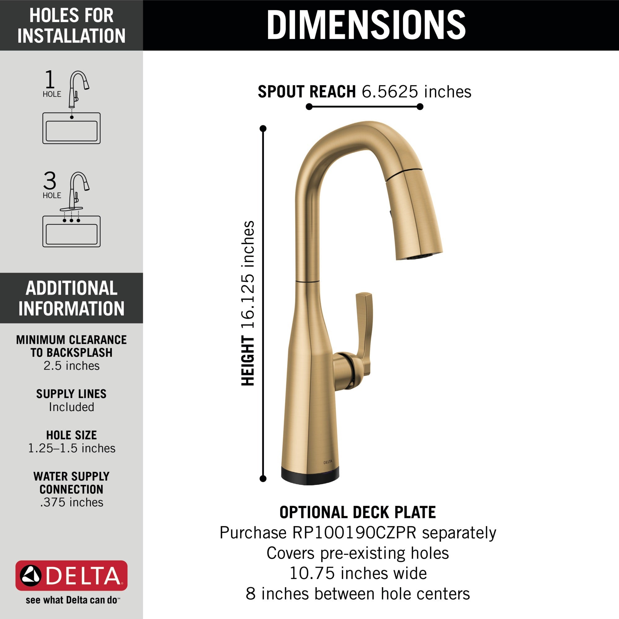 Delta Stryke® Single Handle Pull-Down Bar/Prep Faucet with Touch<sub>2</sub>O® Technology