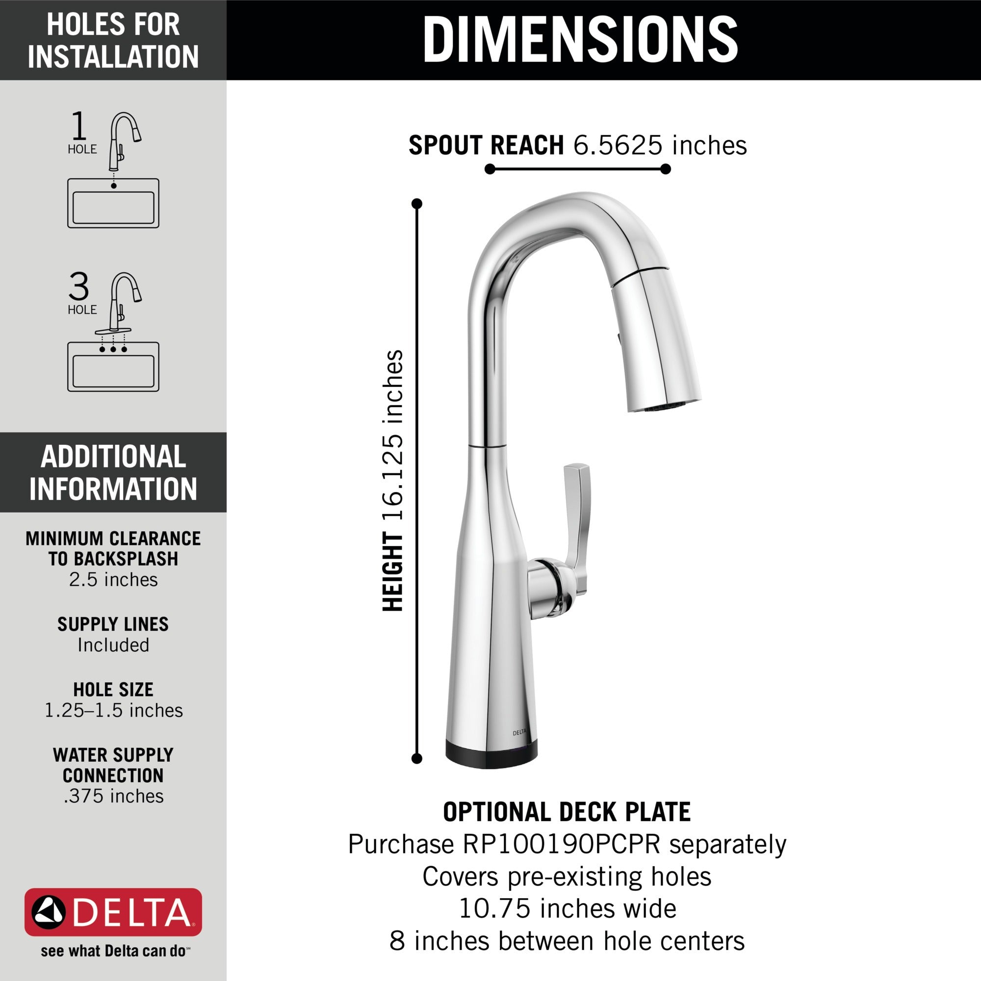Delta Stryke® Single Handle Pull-Down Bar/Prep Faucet with Touch<sub>2</sub>O® Technology