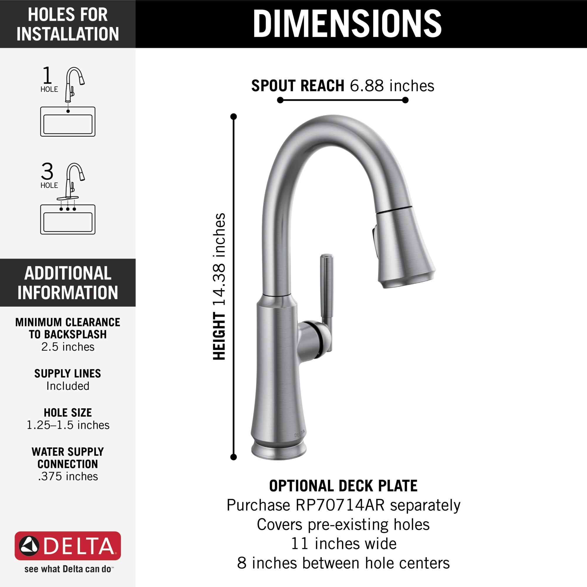Delta Coranto® Single Handle Pull-Down Bar/Prep Faucet