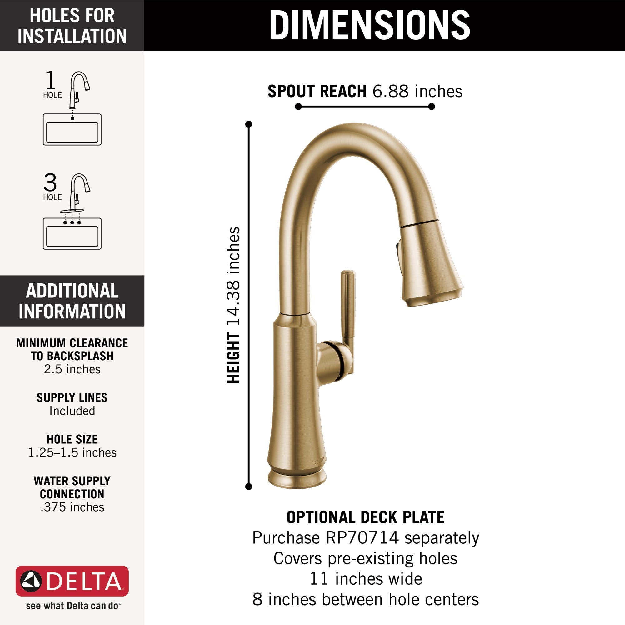 Delta Coranto® Single Handle Pull-Down Bar/Prep Faucet