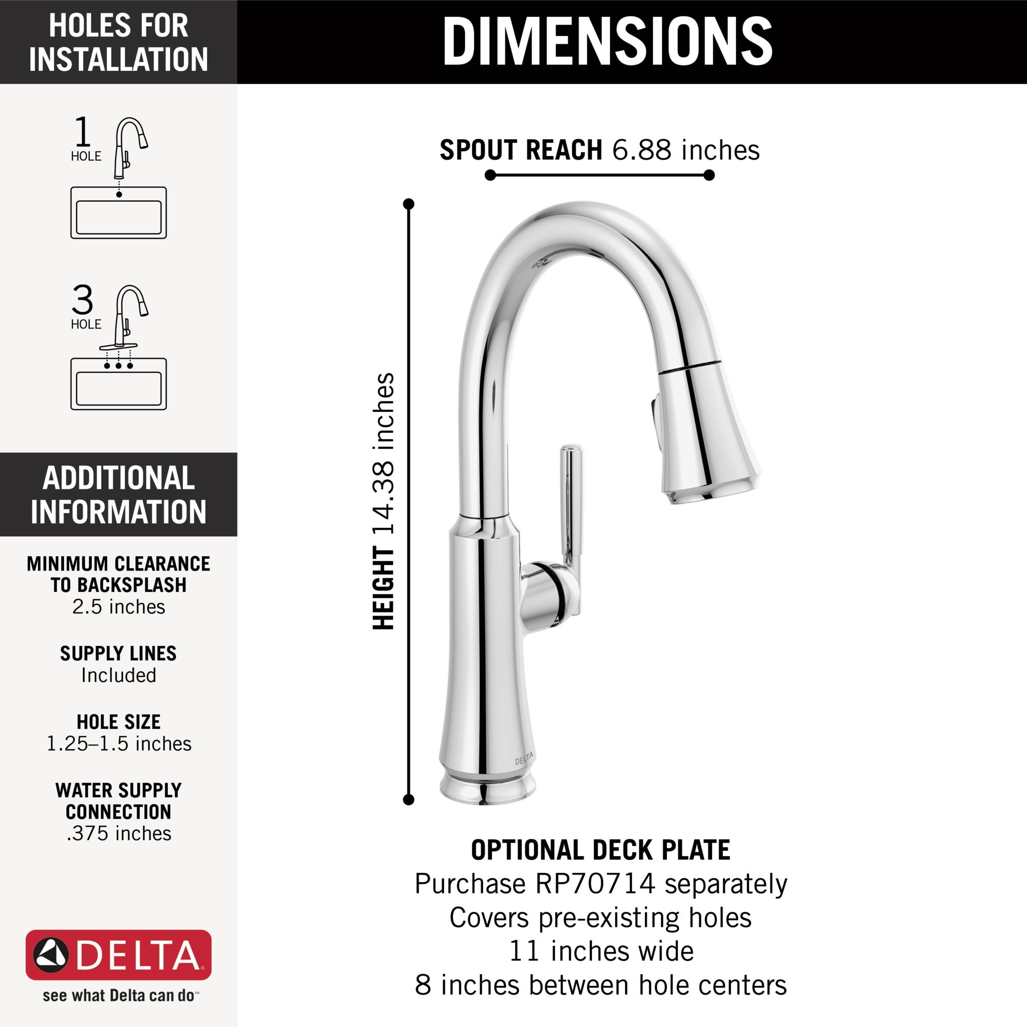 Delta Coranto® Single Handle Pull-Down Bar/Prep Faucet