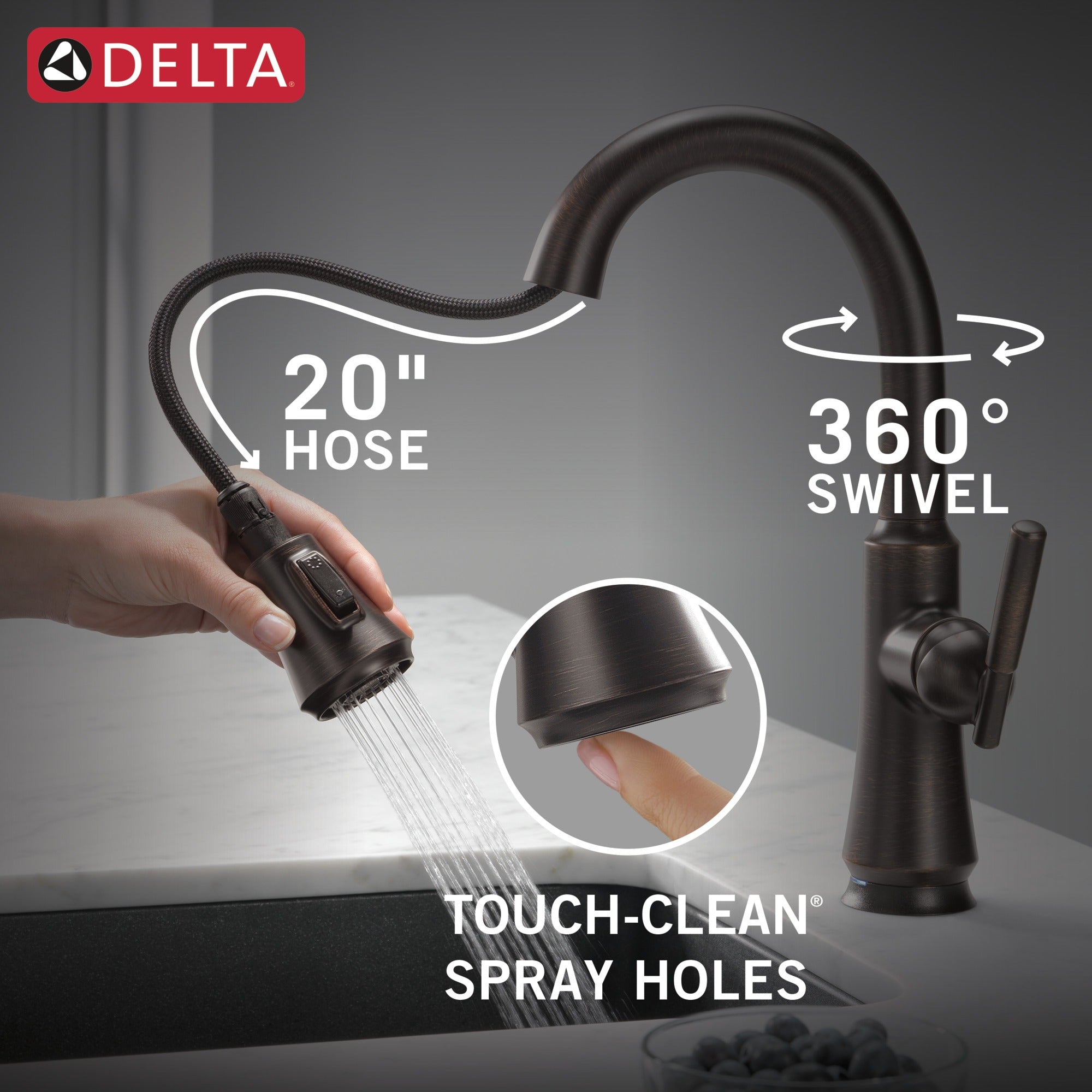 Delta Coranto® Single Handle Pull-Down Bar/Prep Faucet with Touch<sub>2</sub>O® Technology