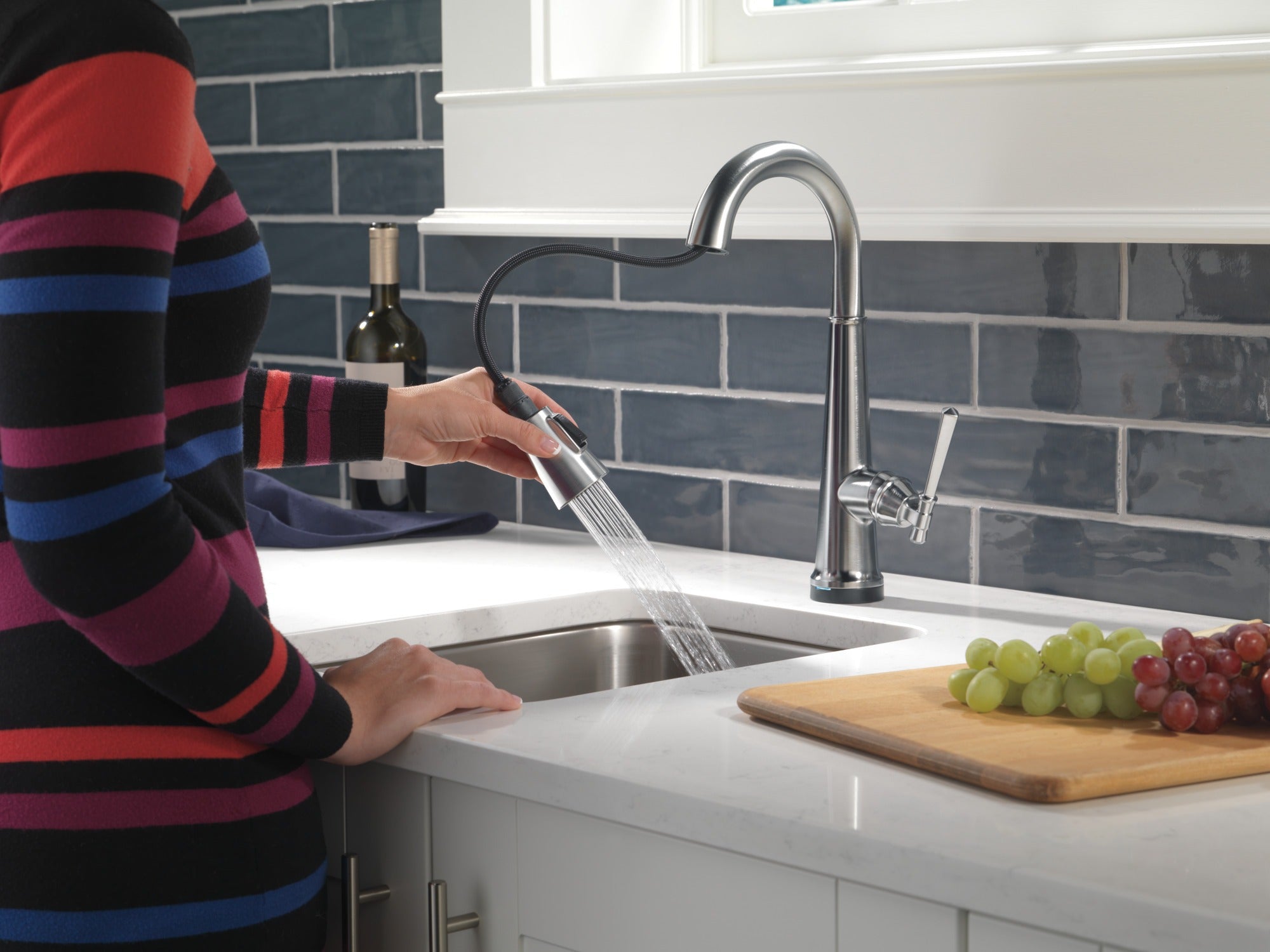 Delta Emmeline® Single Handle Pull-Down Bar/Prep Faucet with Touch<sub>2</sub>O® Technology