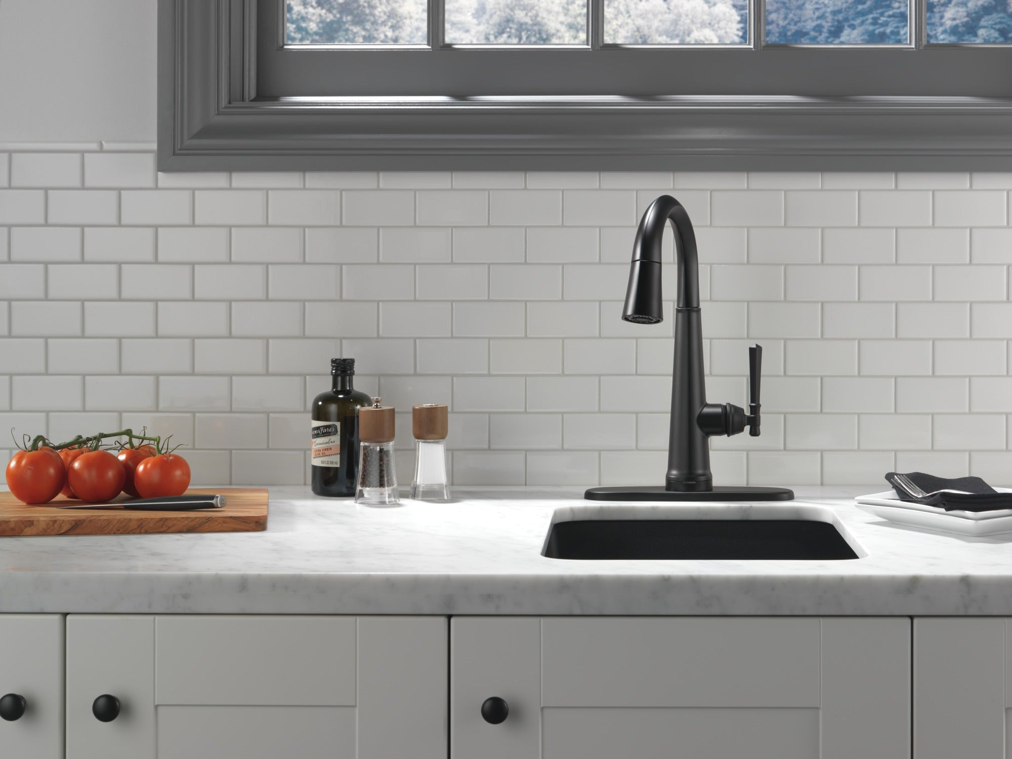 Delta Emmeline® Single Handle Pull-Down Bar/Prep Faucet with Touch<sub>2</sub>O® Technology