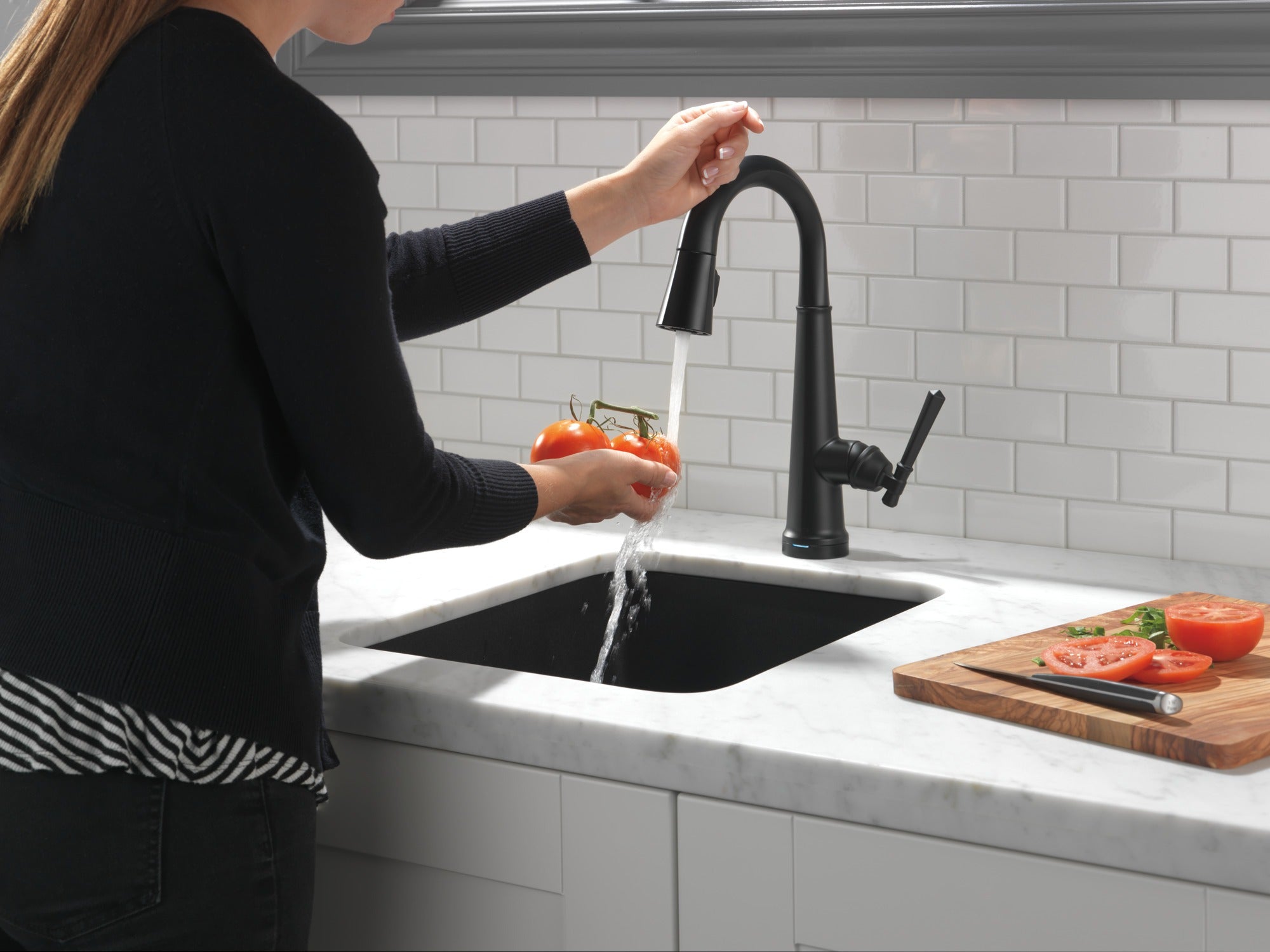 Delta Emmeline® Single Handle Pull-Down Bar/Prep Faucet with Touch<sub>2</sub>O® Technology