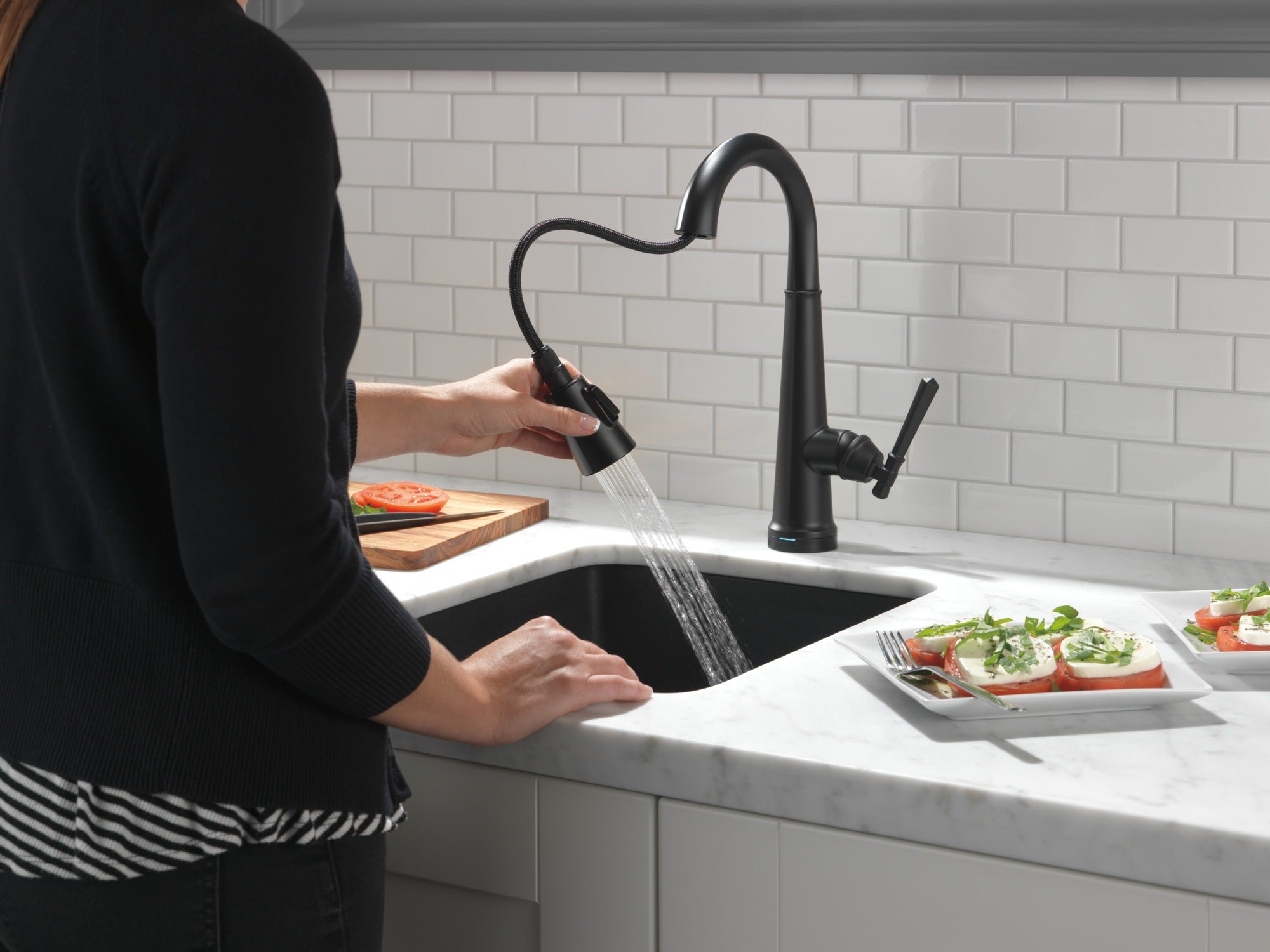 Delta Emmeline® Single Handle Pull-Down Bar/Prep Faucet with Touch<sub>2</sub>O® Technology