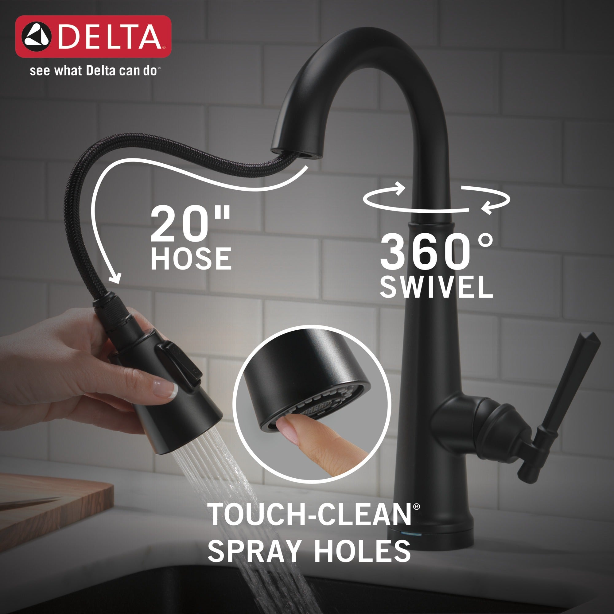 Delta Emmeline® Single Handle Pull-Down Bar/Prep Faucet with Touch<sub>2</sub>O® Technology