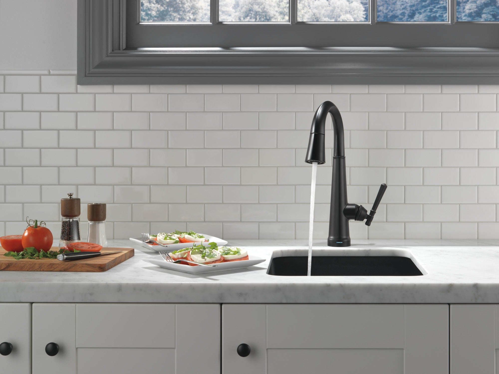 Delta Emmeline® Single Handle Pull-Down Bar/Prep Faucet with Touch<sub>2</sub>O® Technology