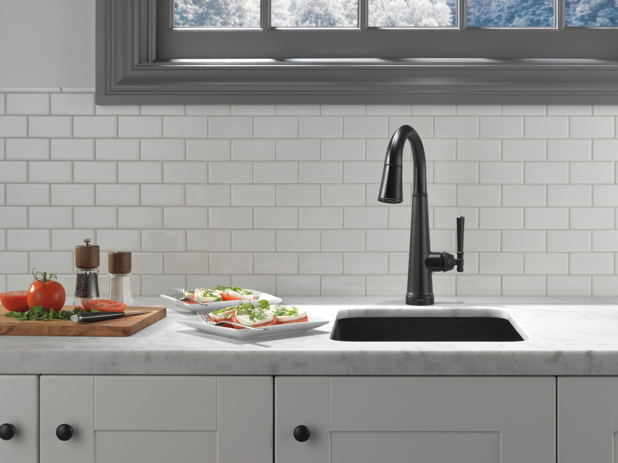 Delta Emmeline® Single Handle Pull-Down Bar/Prep Faucet with Touch<sub>2</sub>O® Technology