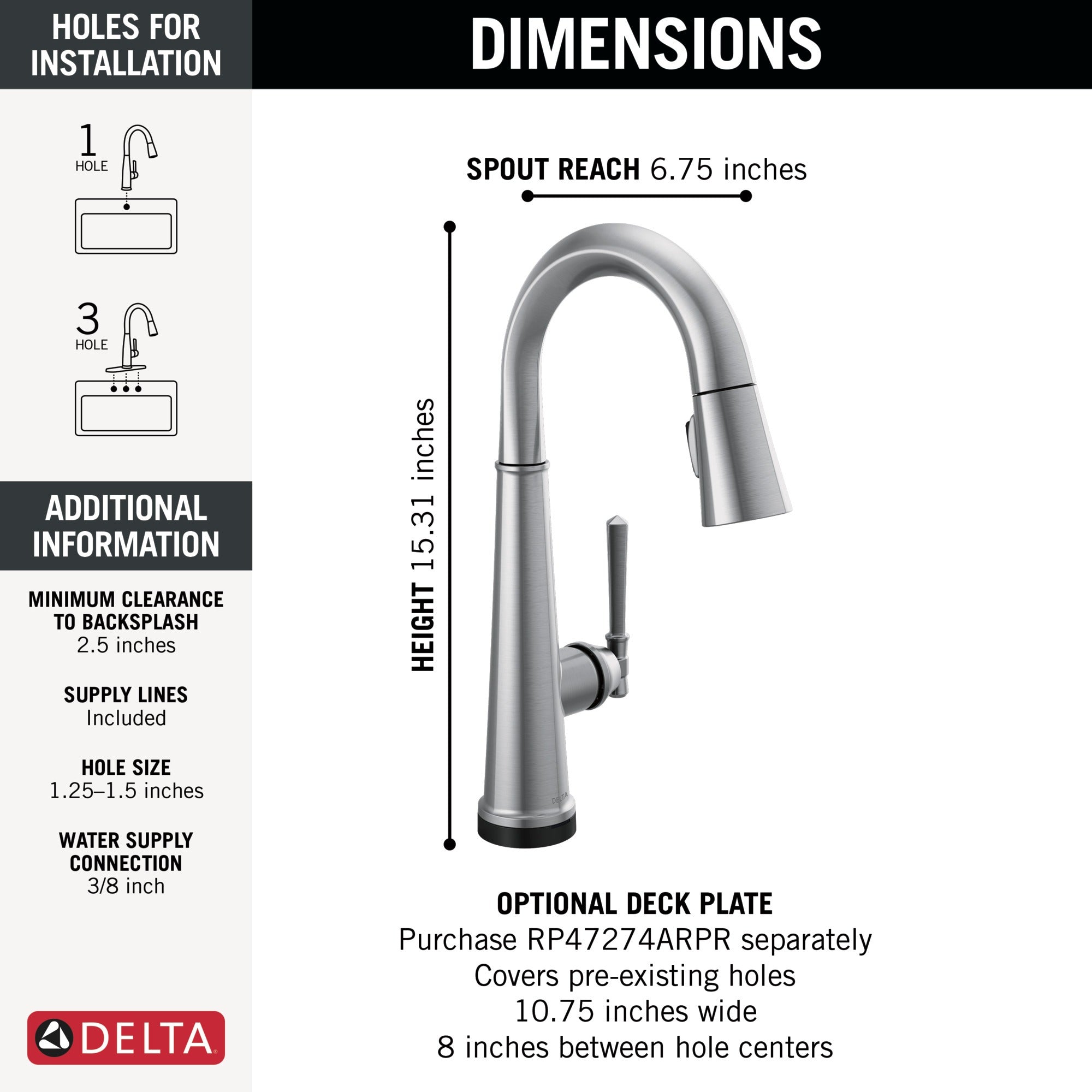 Delta Emmeline® Touch2O® Bar / Prep Faucet with Touchless Technology