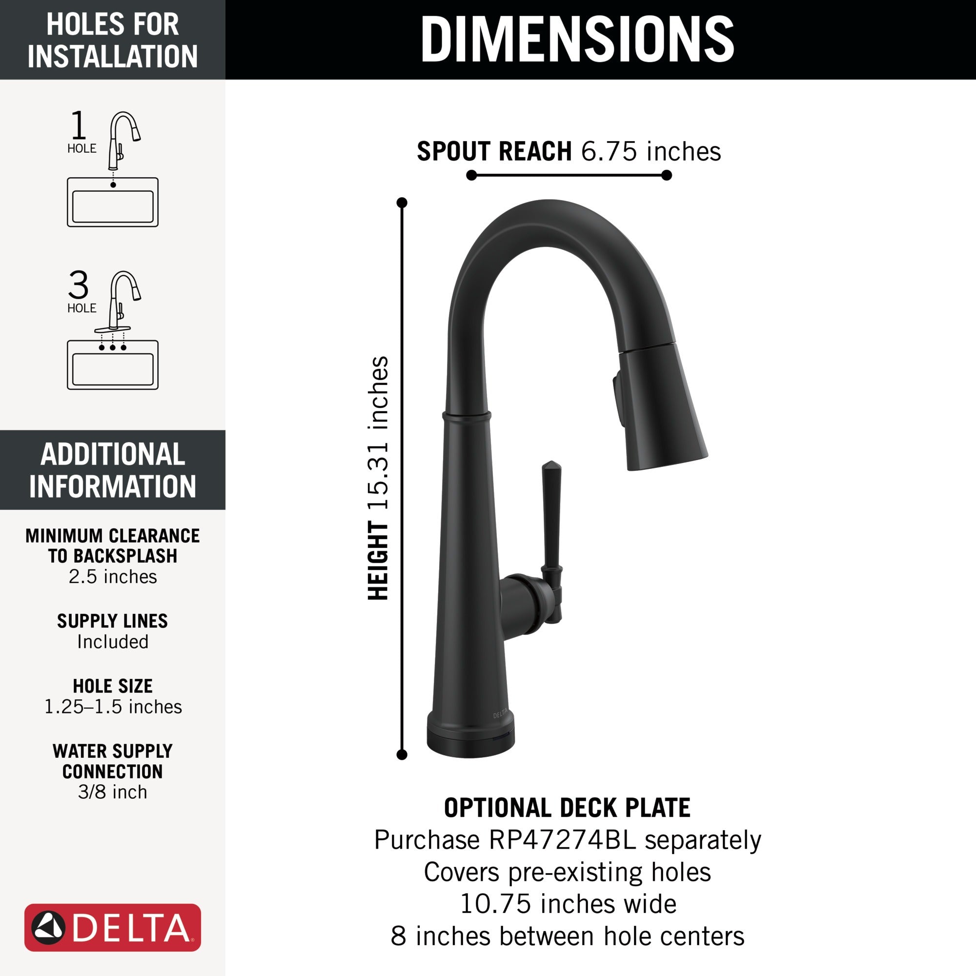 Delta Emmeline® Touch2O® Bar / Prep Faucet with Touchless Technology