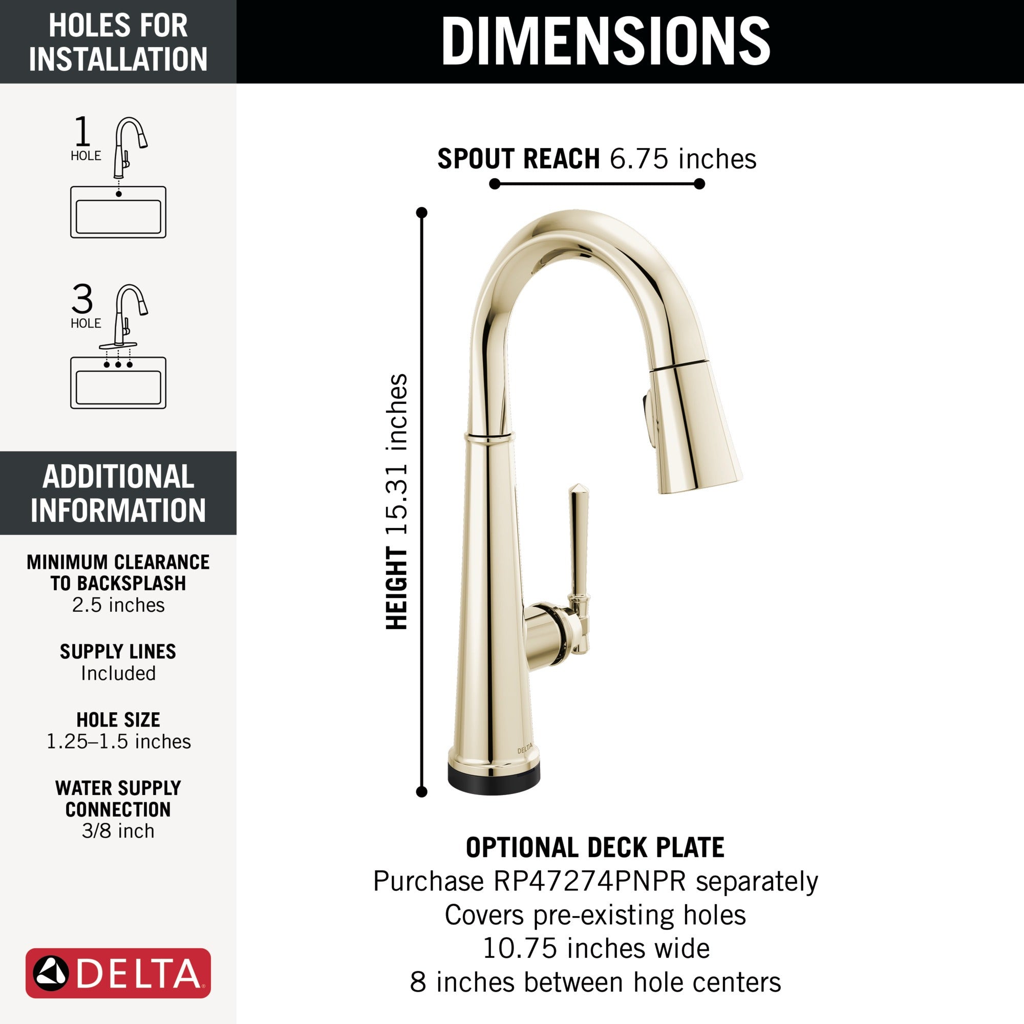 Delta Emmeline® Touch2O® Bar / Prep Faucet with Touchless Technology