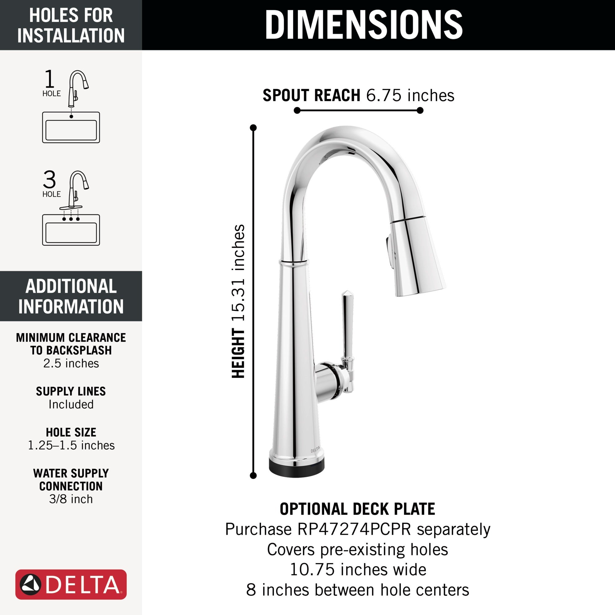 Delta Emmeline® Touch2O® Bar / Prep Faucet with Touchless Technology